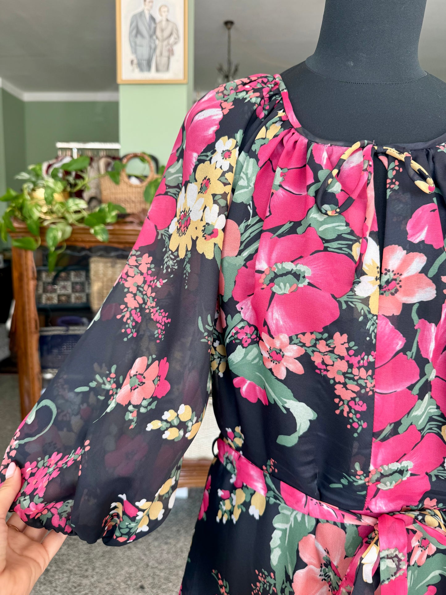 Maxi dress anni ‘70 campo fiorito - TG. 42