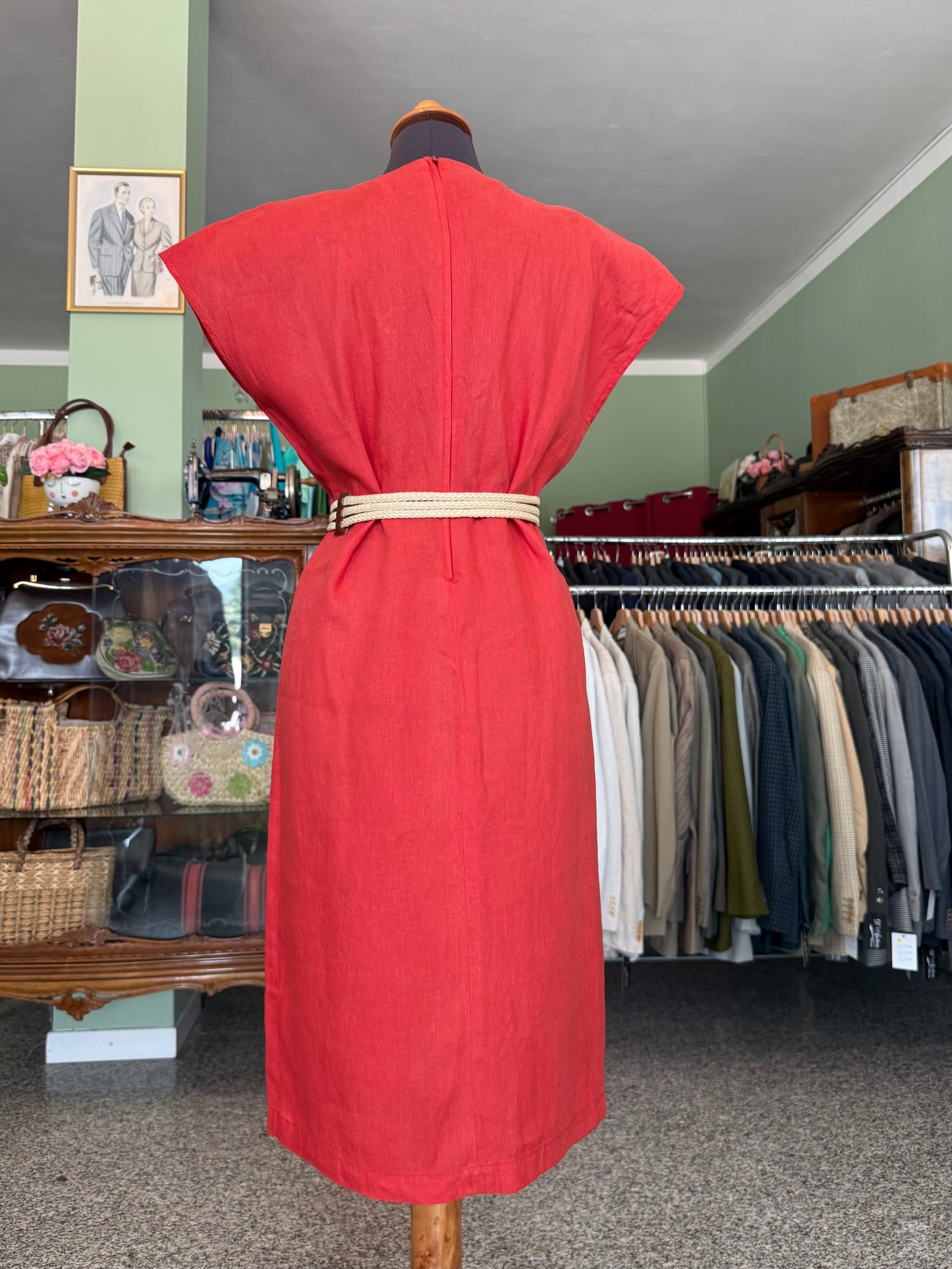 Abito rosso in 100% lino - TG. 44