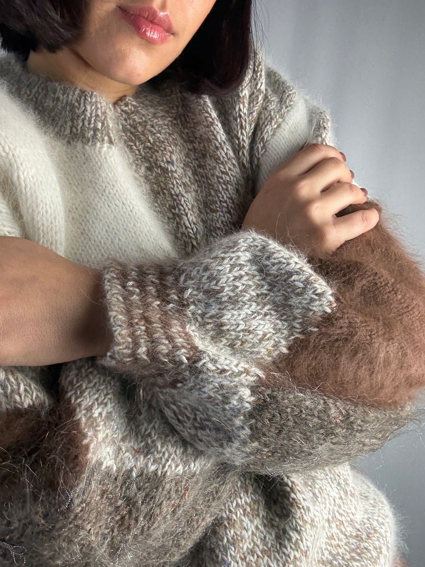 Maglione anni ‘80 patchwork in mohair - TG. 42 circa