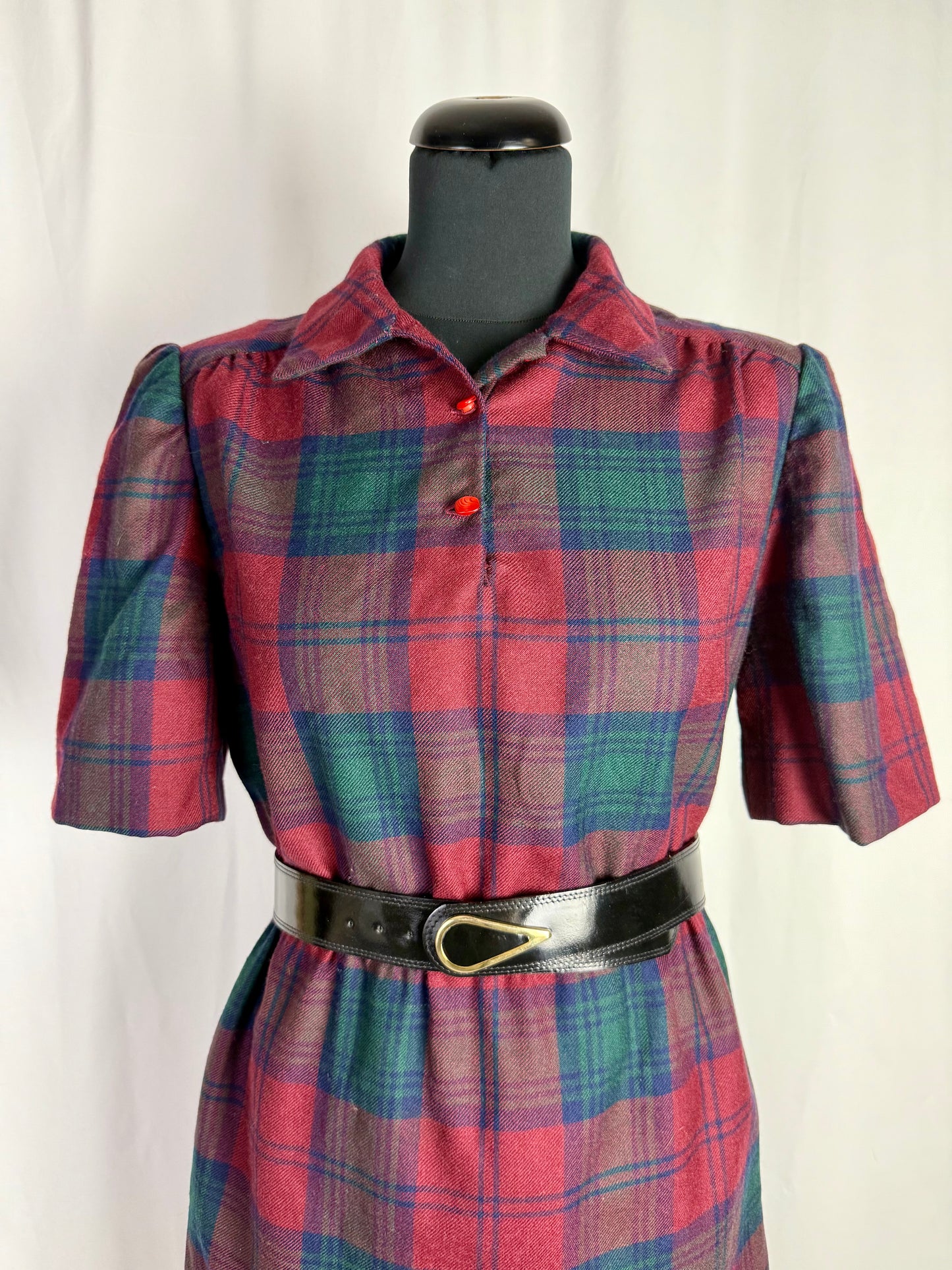 Abito anni ‘80 in lana tartan - TG. 44