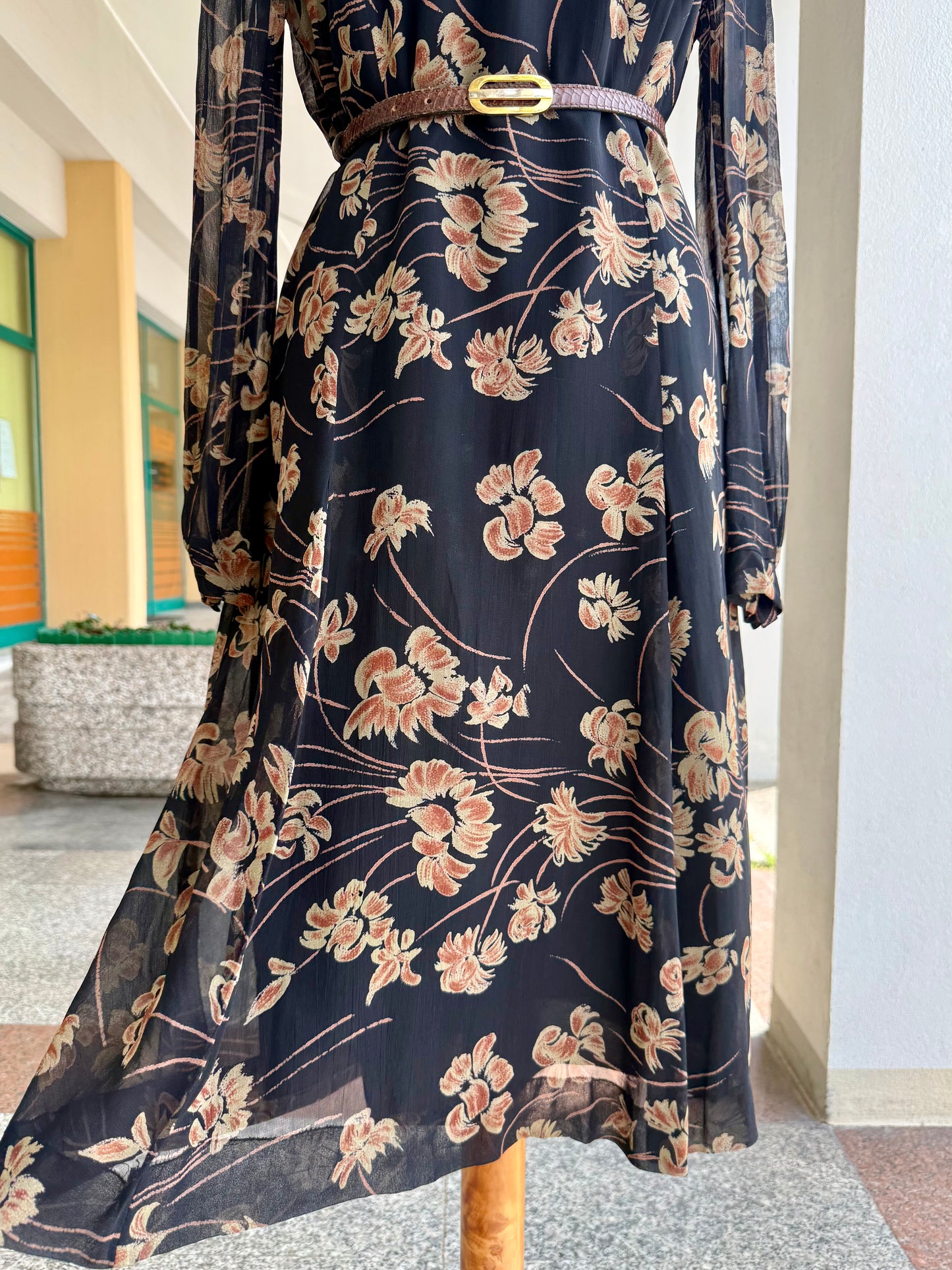Abito anni ‘60 in crepe di seta + gilet - TG. 44/46