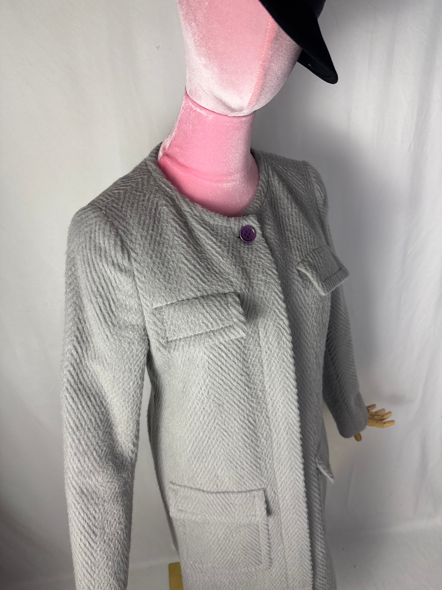 Cappotto sartoriale Ballantyne in lana spigata grigio chiaro – Made in Italy - TG. 40