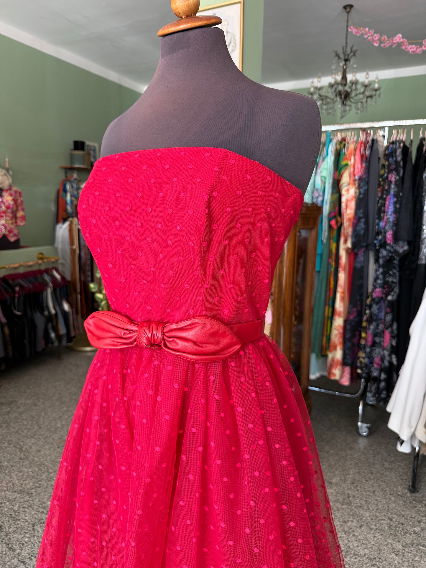 Abito anni ‘80 bustier in tulle rosso - TG. 38/40