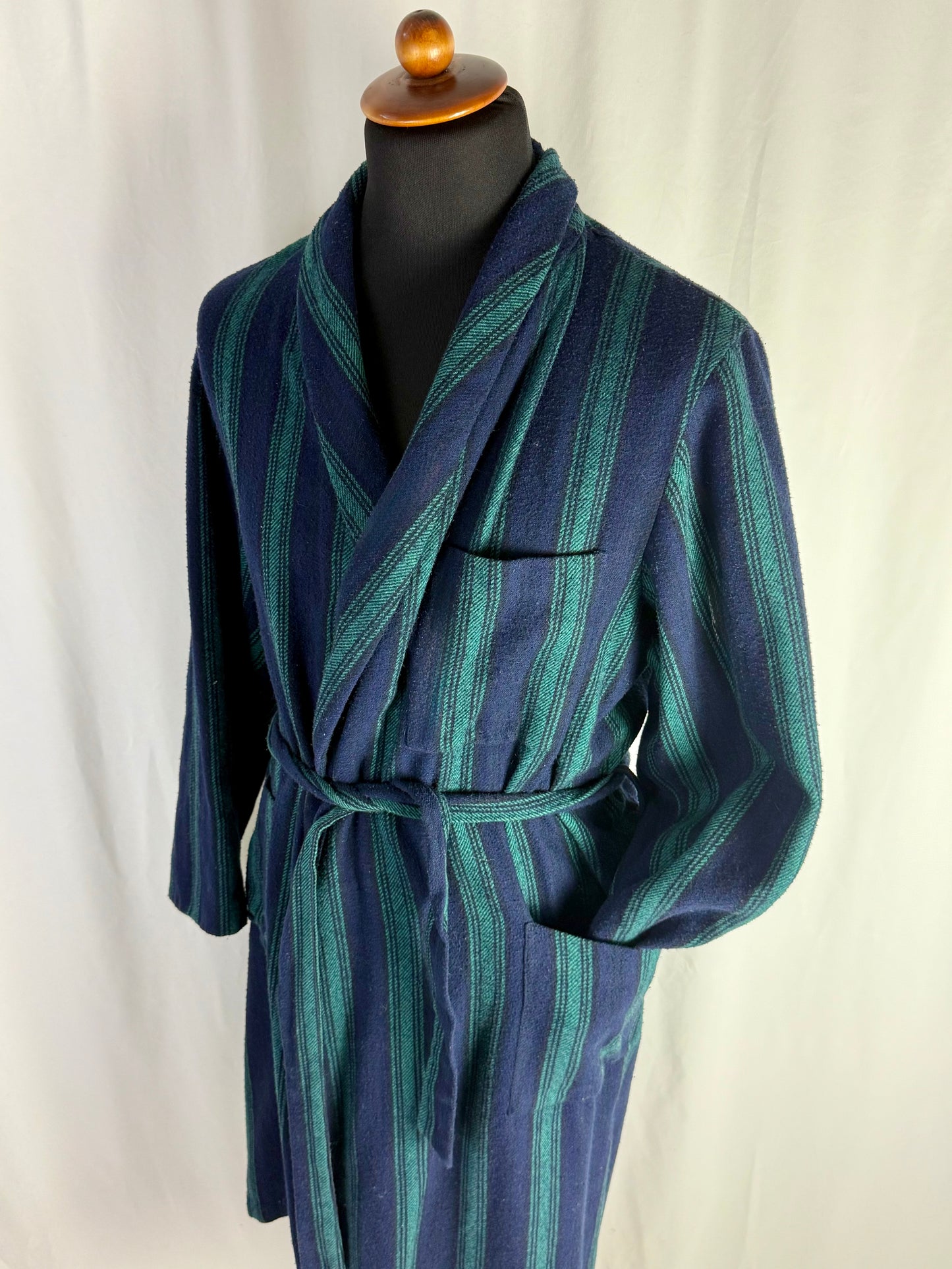 Vestaglia di lana a righe blu e ottanio - TG. M/L