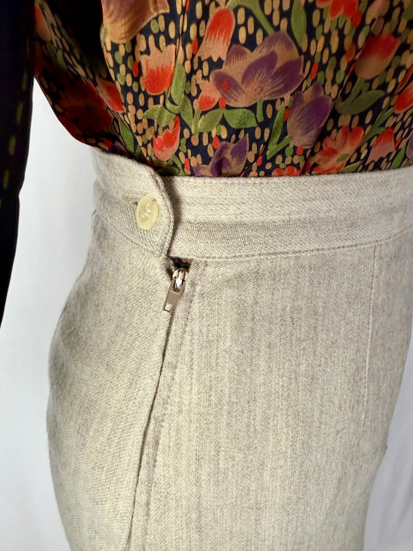 Gonna longuette beige in lana - TG. 38