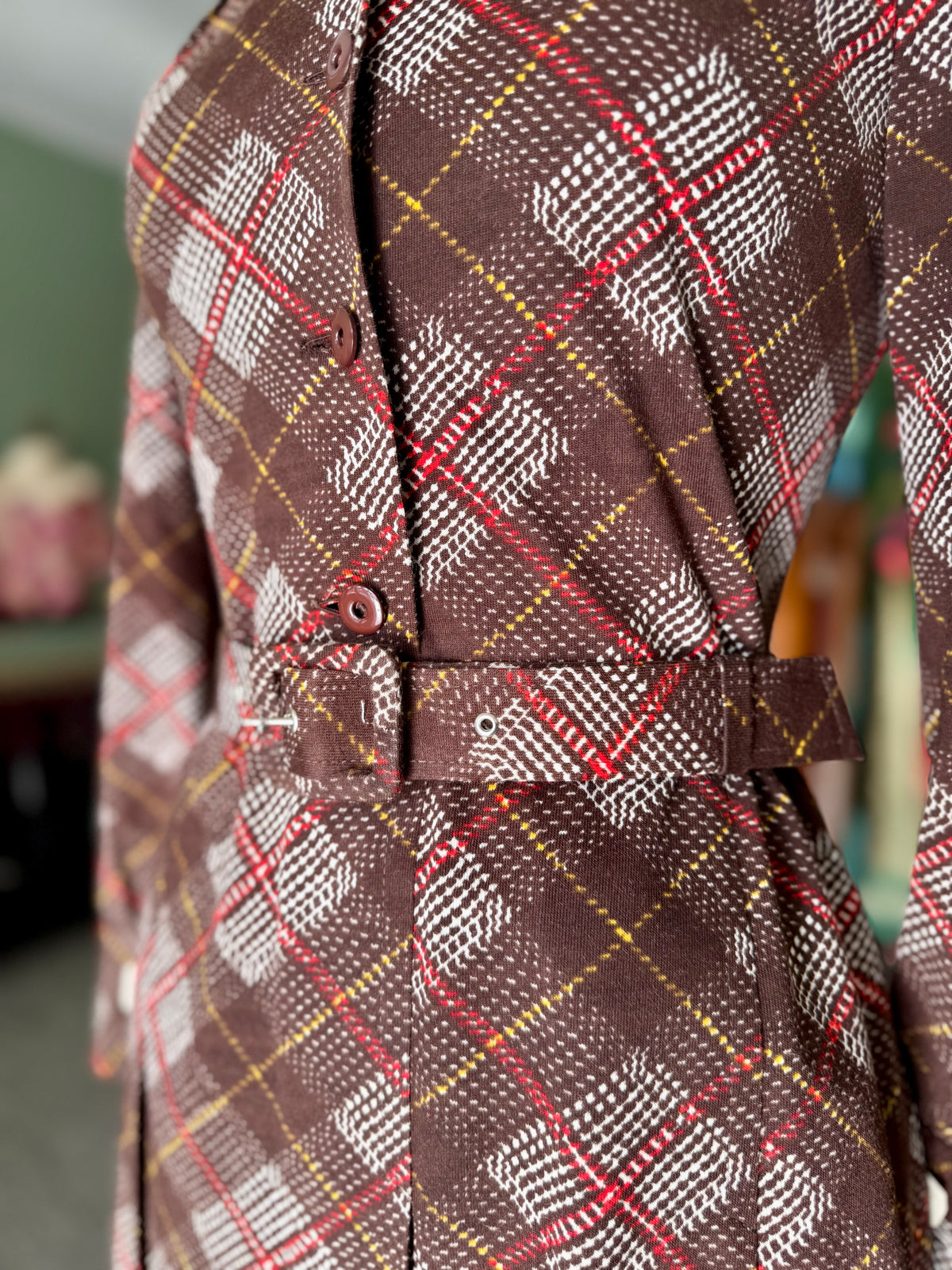 Abito anni ‘70 tartan fondo di magazzino - TG. 38