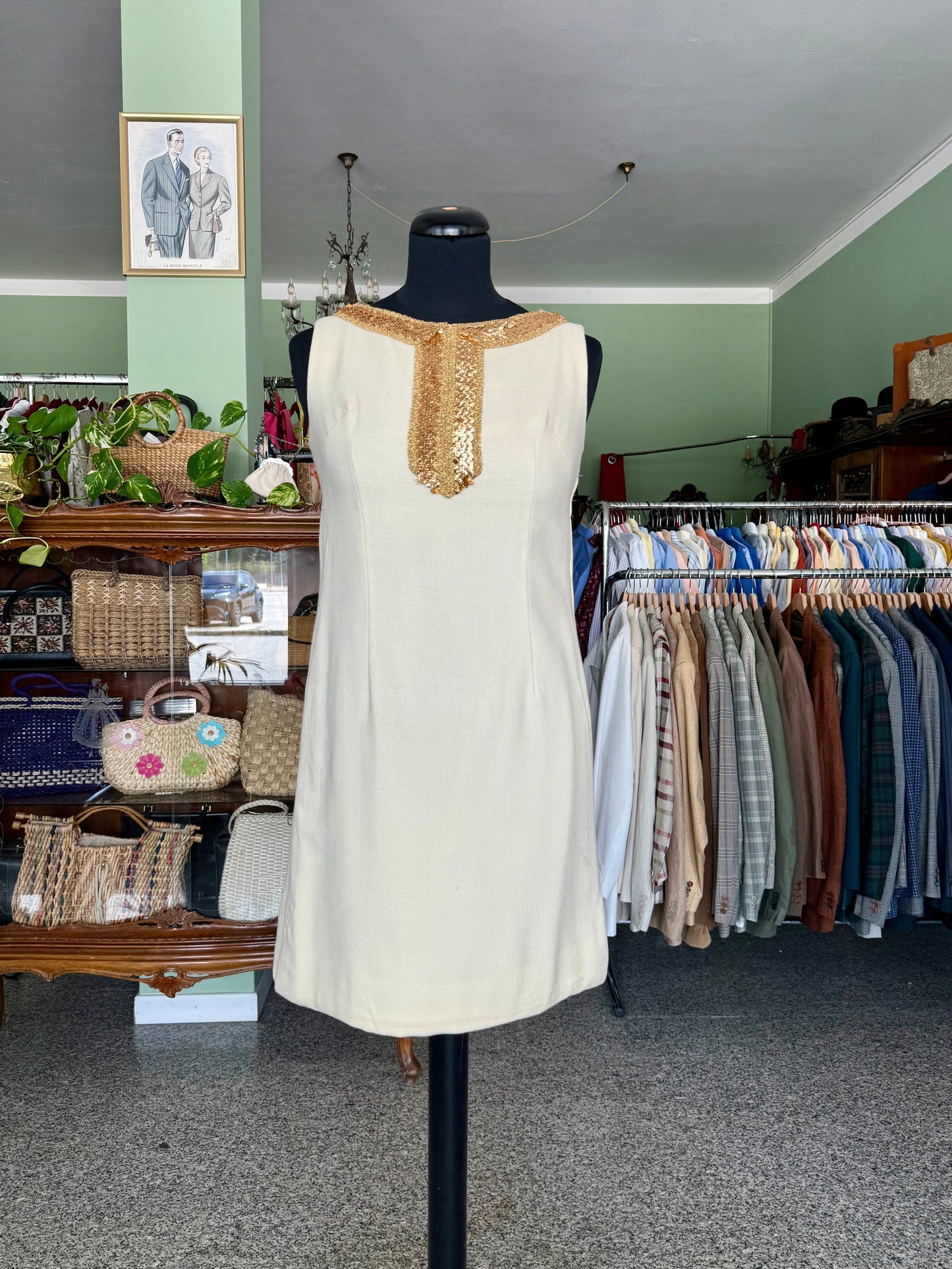 Mini dress anni ‘60 con strass oro - TG. 38