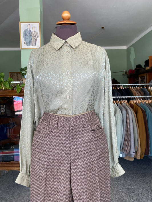 Camicia verde salvia in misto seta - TG. 48/50