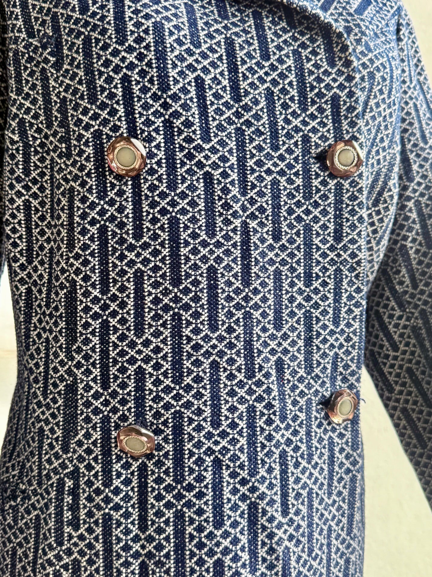 Cappotto anni ‘60 bianco e blu - TG. 48/50