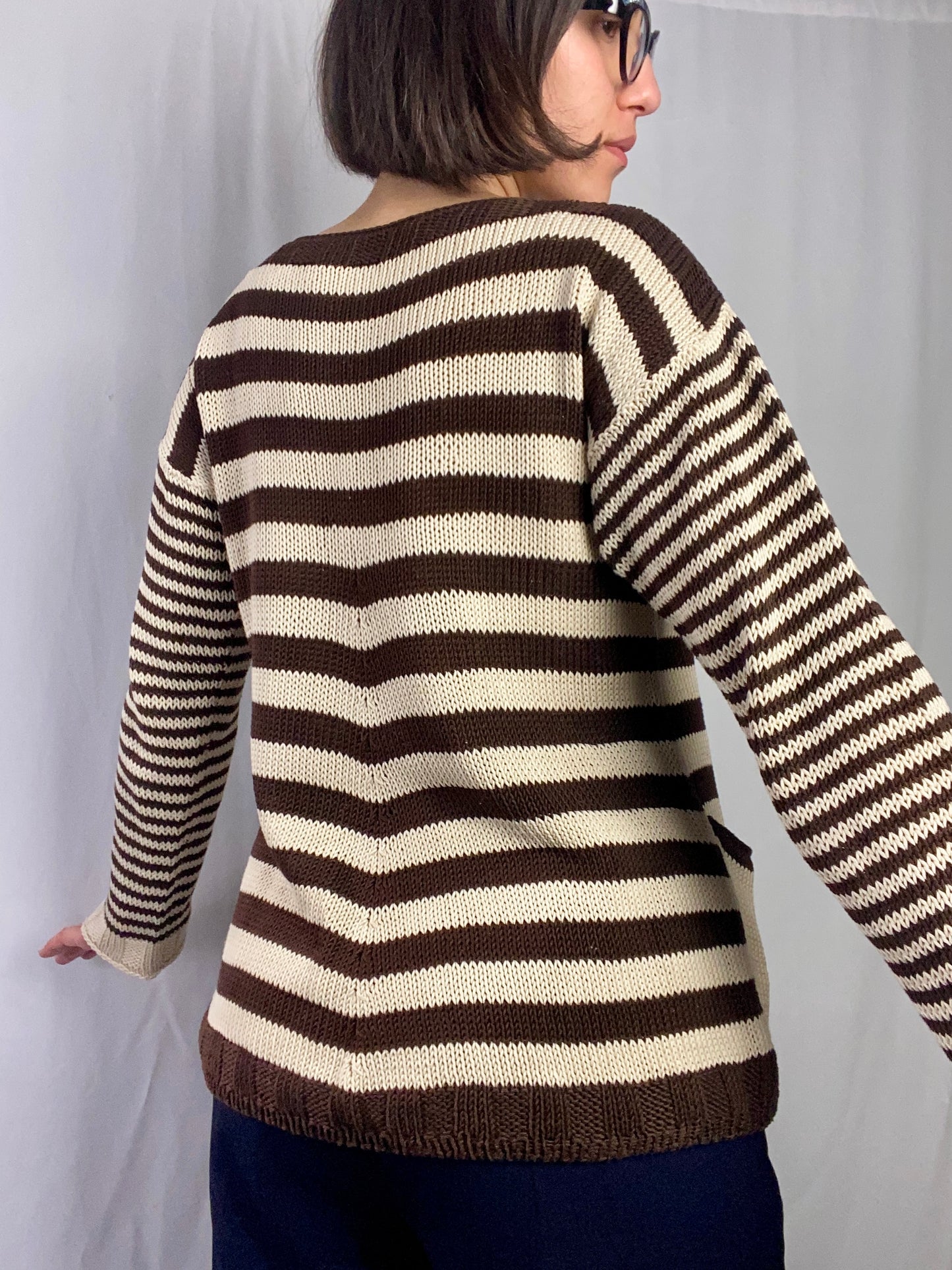 Blusa a righe panna e marroni - TG. 44/46