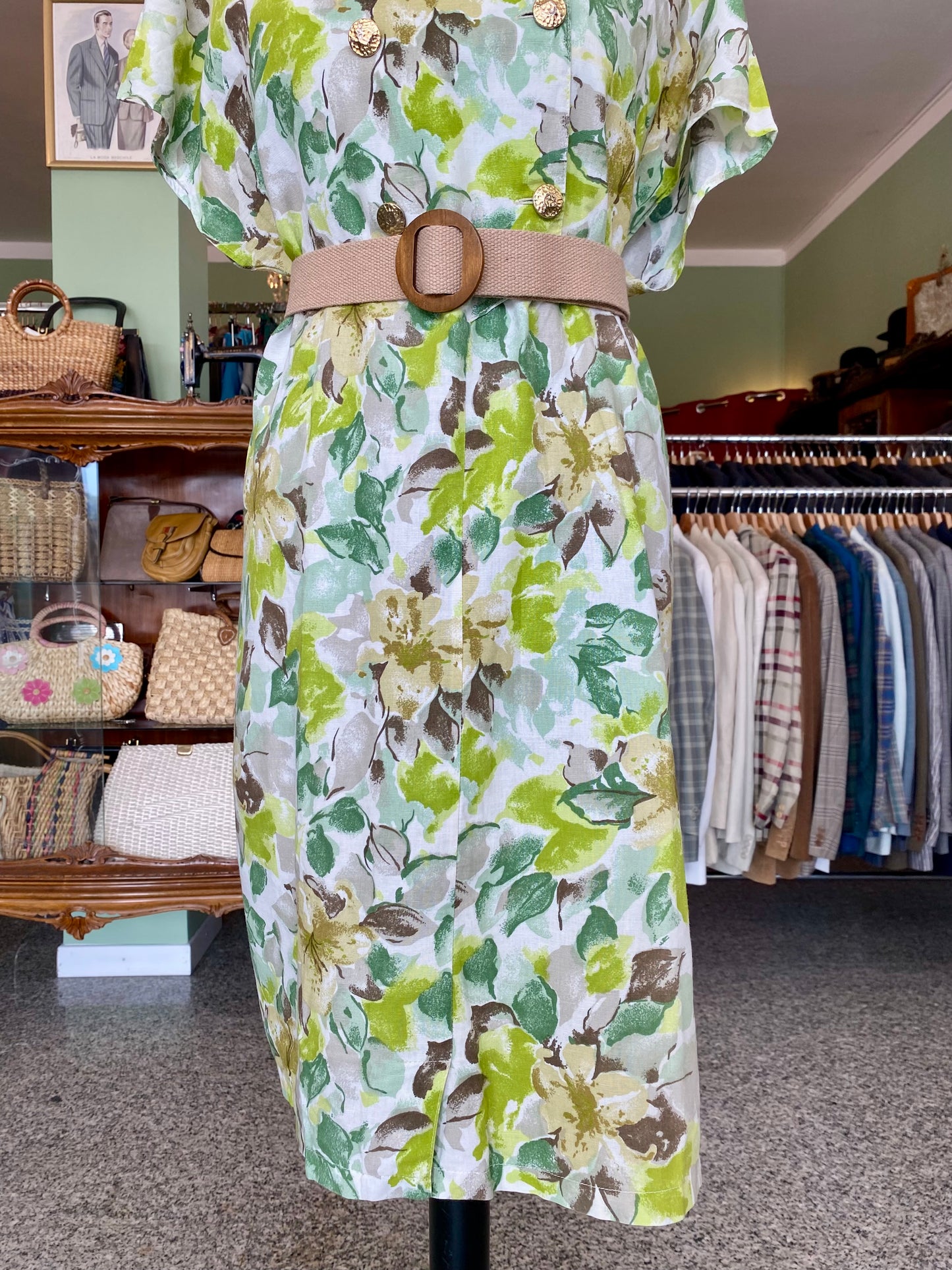 Abito in lino con fantasia floreale - TG. 44/46