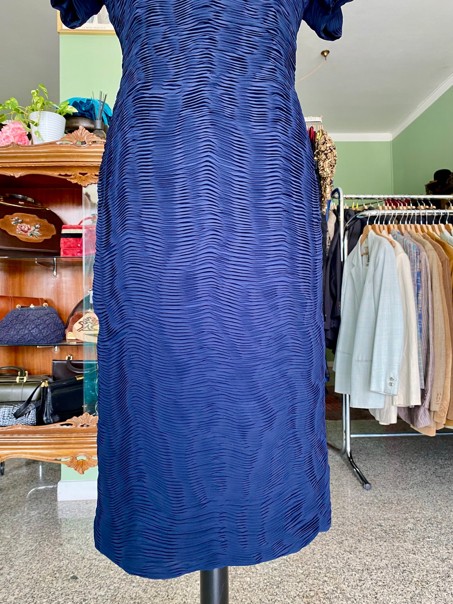 Abito vintage anni ’80 in seta plissé – omaggio allo stile Fortuny - TG. 40