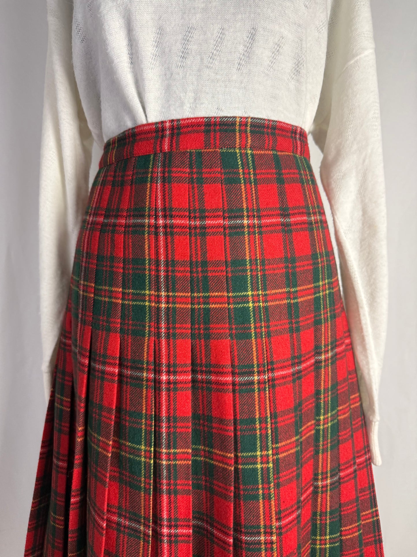 Gonna tartan rosso in pura lana - TG. 40