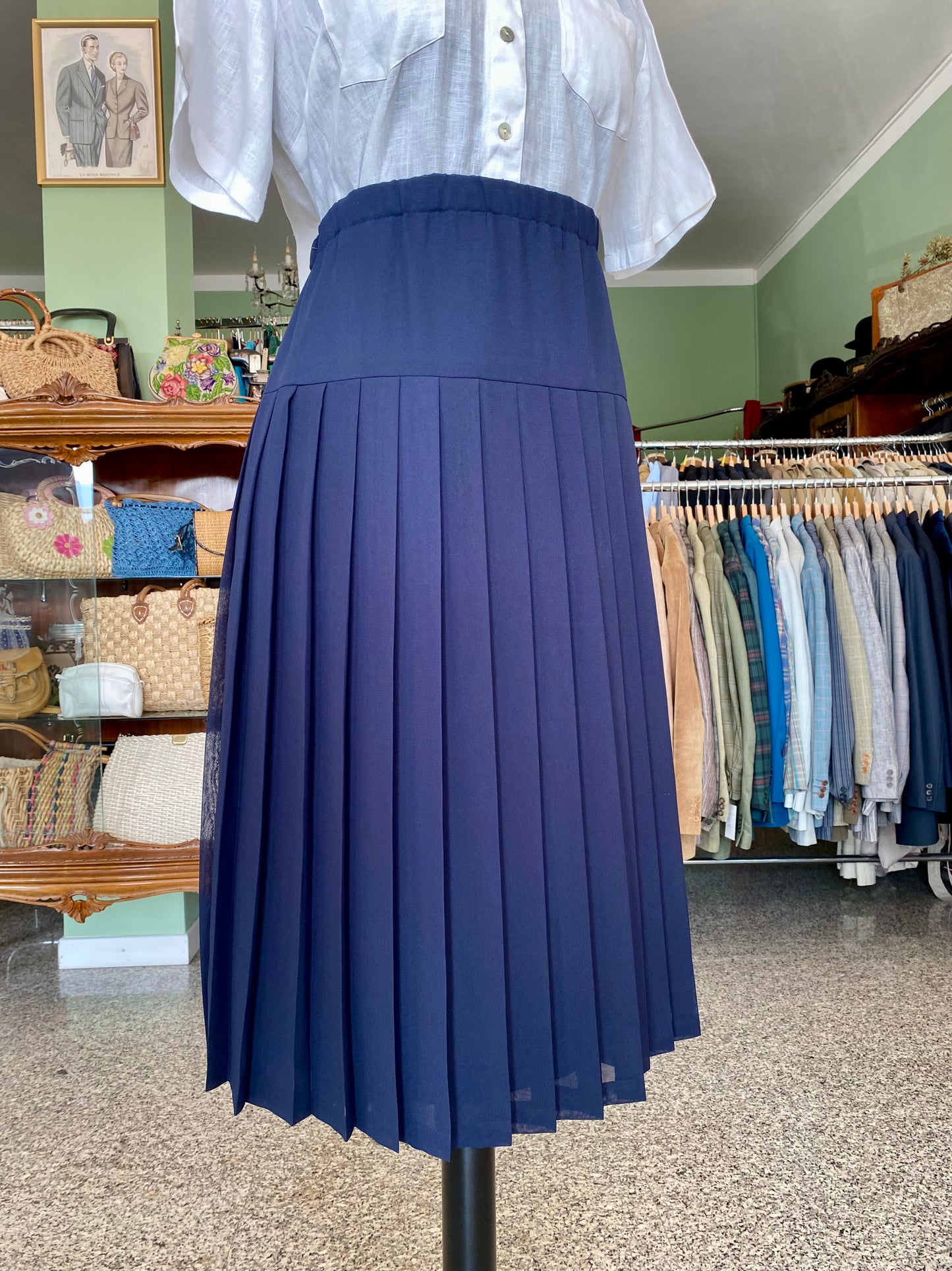 Gonna classica blu plissettata - TG. 50/52