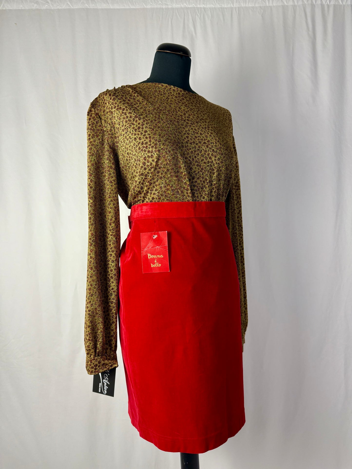 Gonna rossa in velluto di cotone - TG. 46