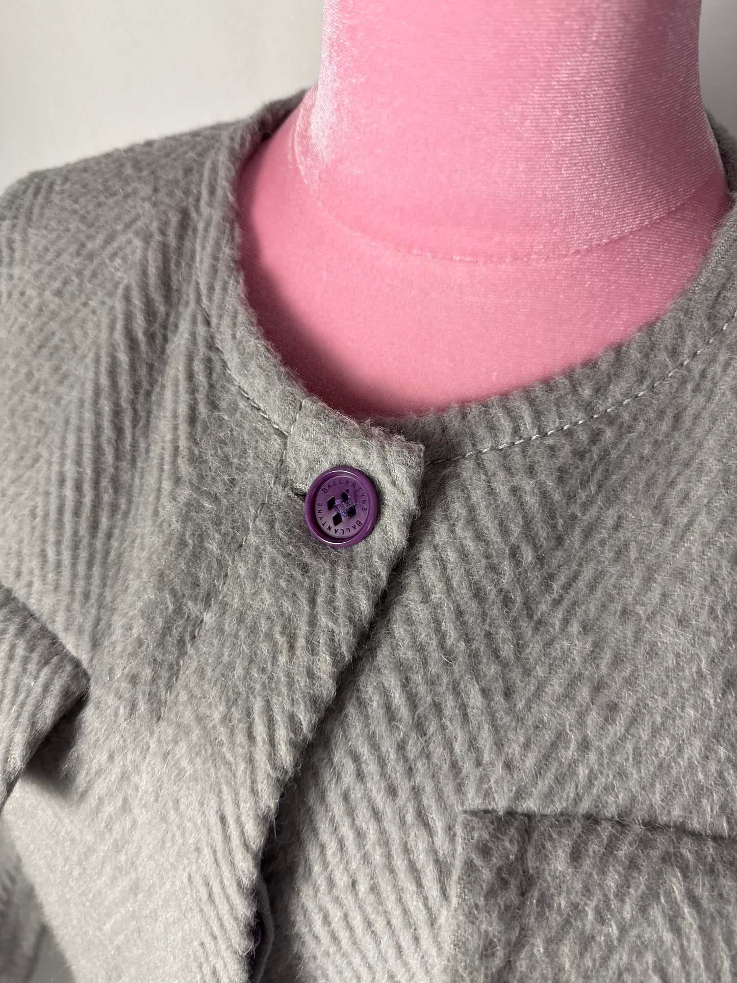 Cappotto sartoriale Ballantyne in lana spigata grigio chiaro – Made in Italy - TG. 40