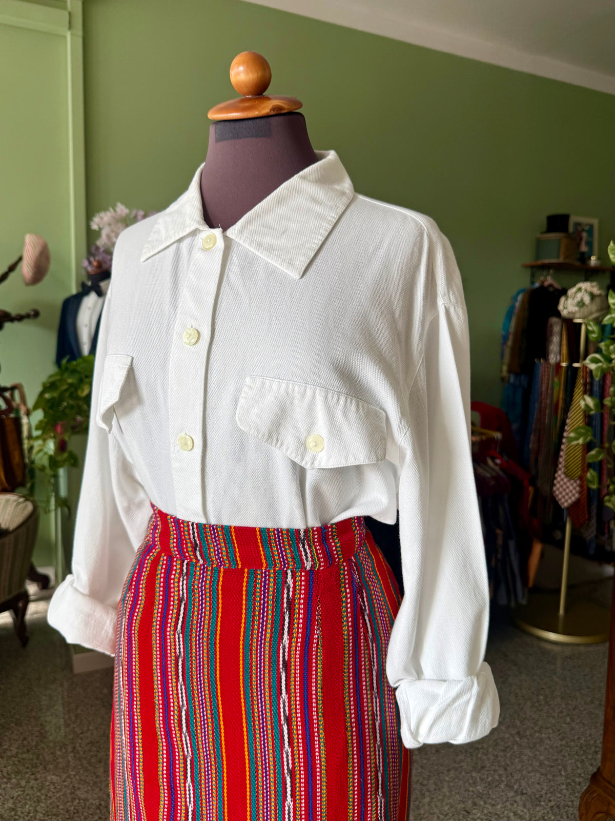 Camicia bianca in piquet di cotone TG. 44/46