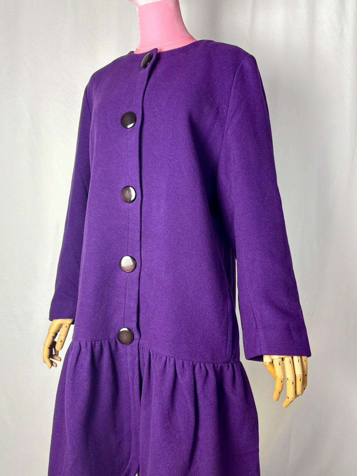 Cappotto in lana anni ‘80 viola - TG. 44
