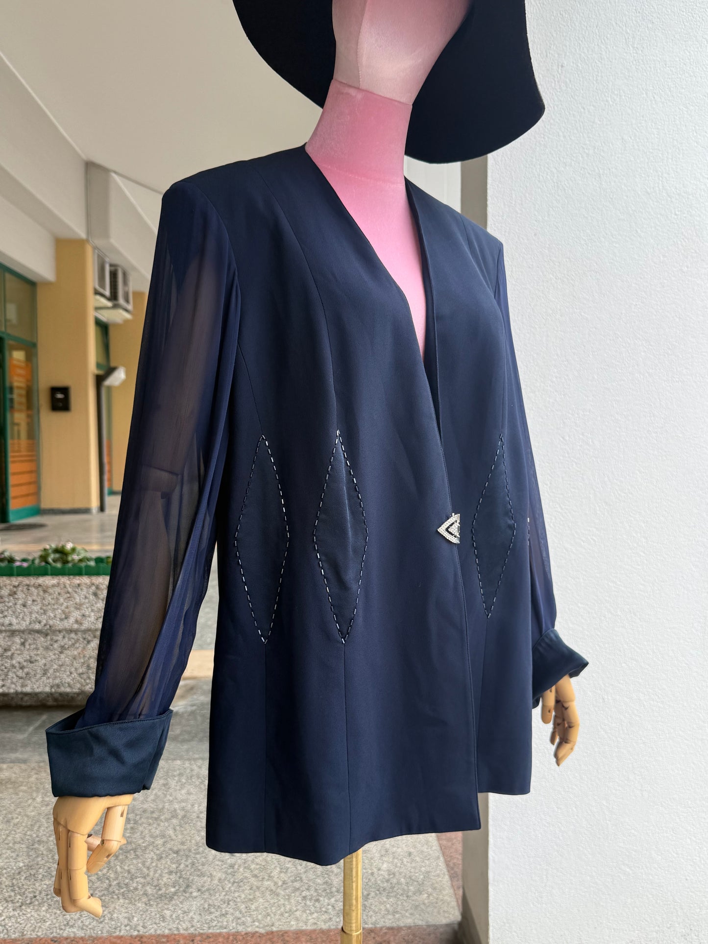 Giacca elegante blu in crepe - TG. 50/52