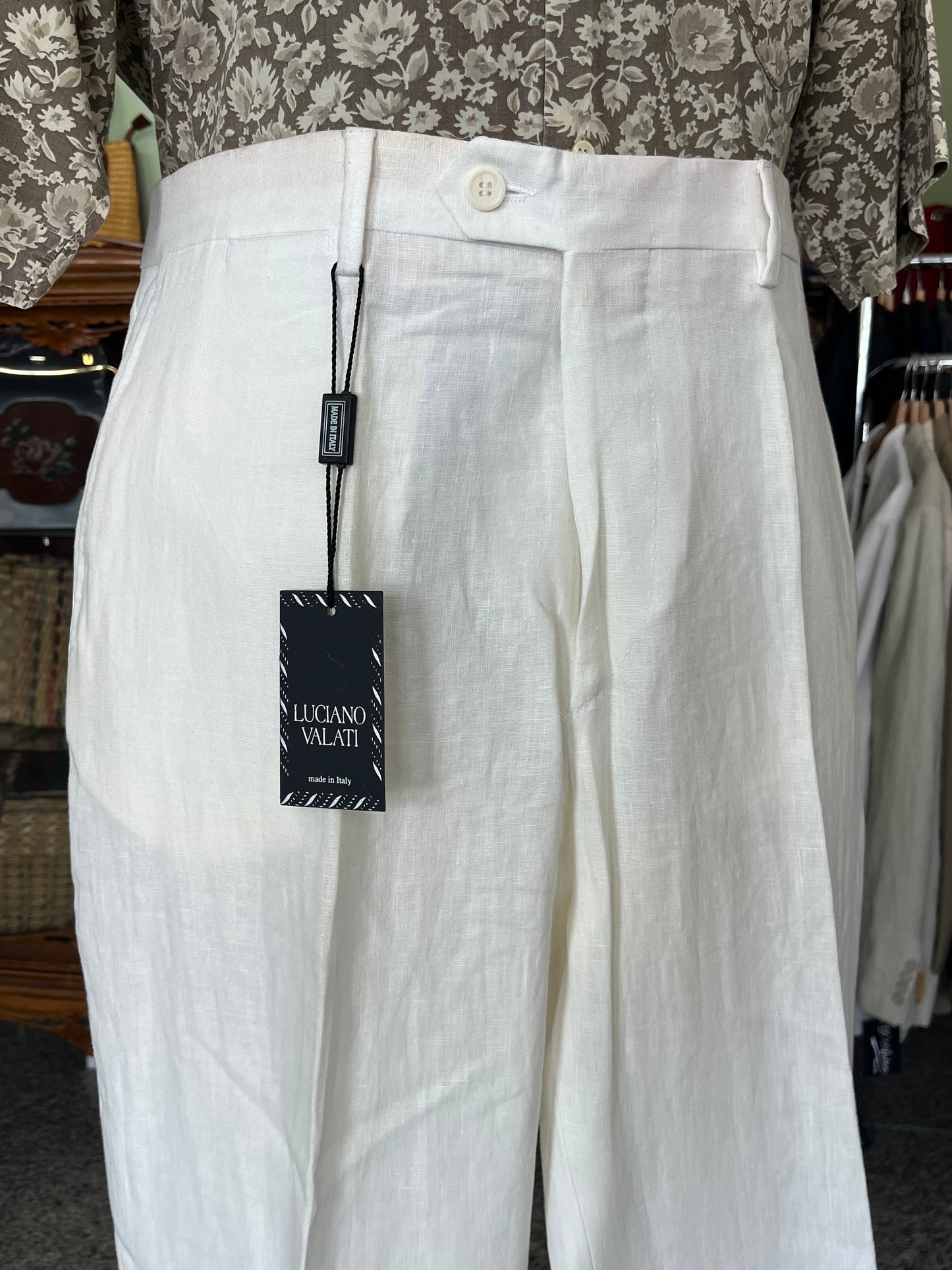 Calzoni anni ‘90 lino off-white NOS tg. 56