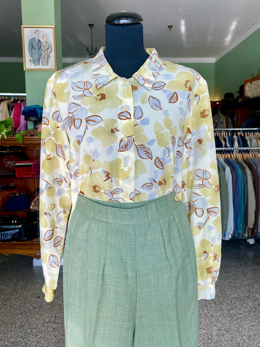 Camicia anni ‘80 stampa floreale stilizzata - TG. 44 circa