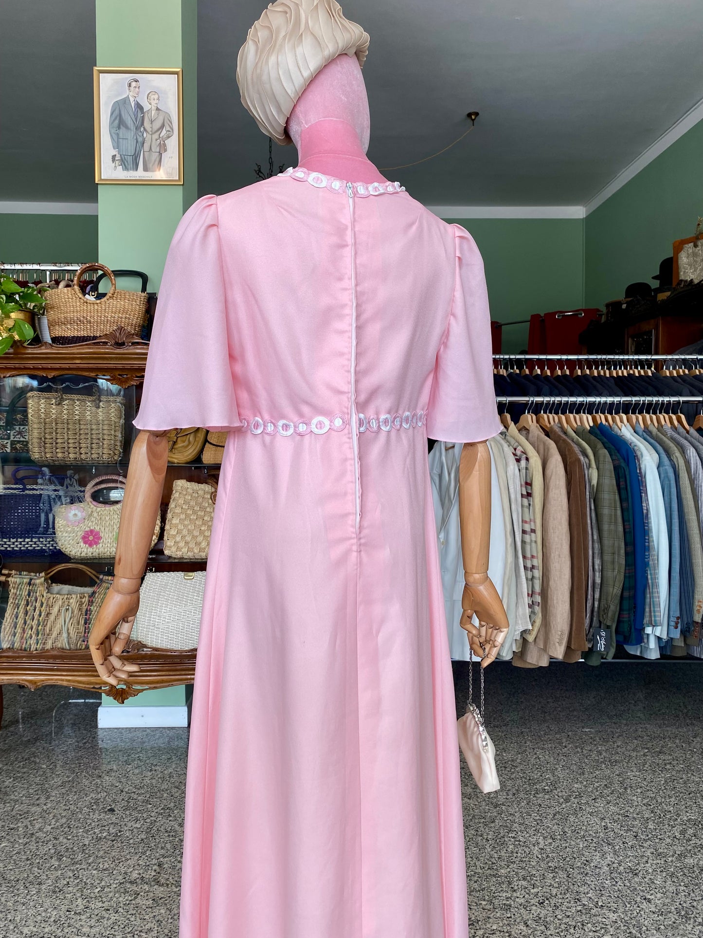 Maxi dress anni ‘70 rosa pastello - TG. 40