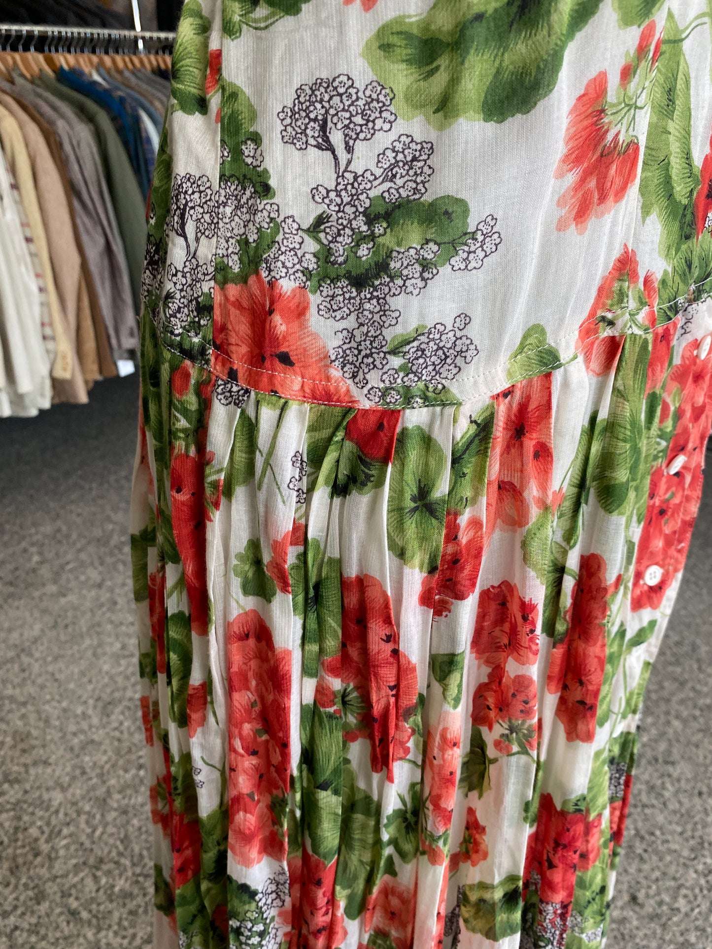 Abito in mussola di cotone con gerani - TG. 40/42