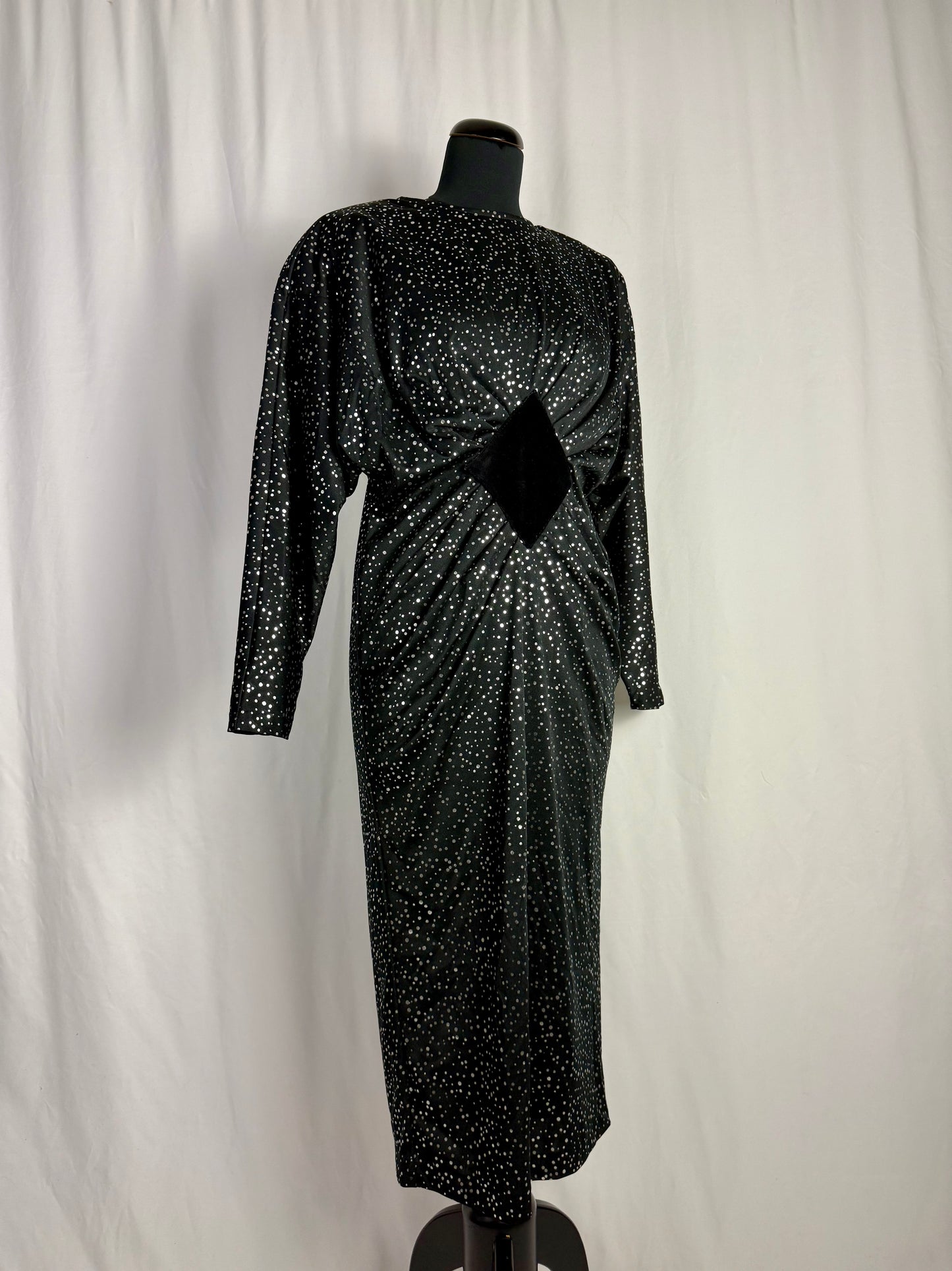 Abito anni ’80 da diva con pois argento scintillanti - TG. 40/42