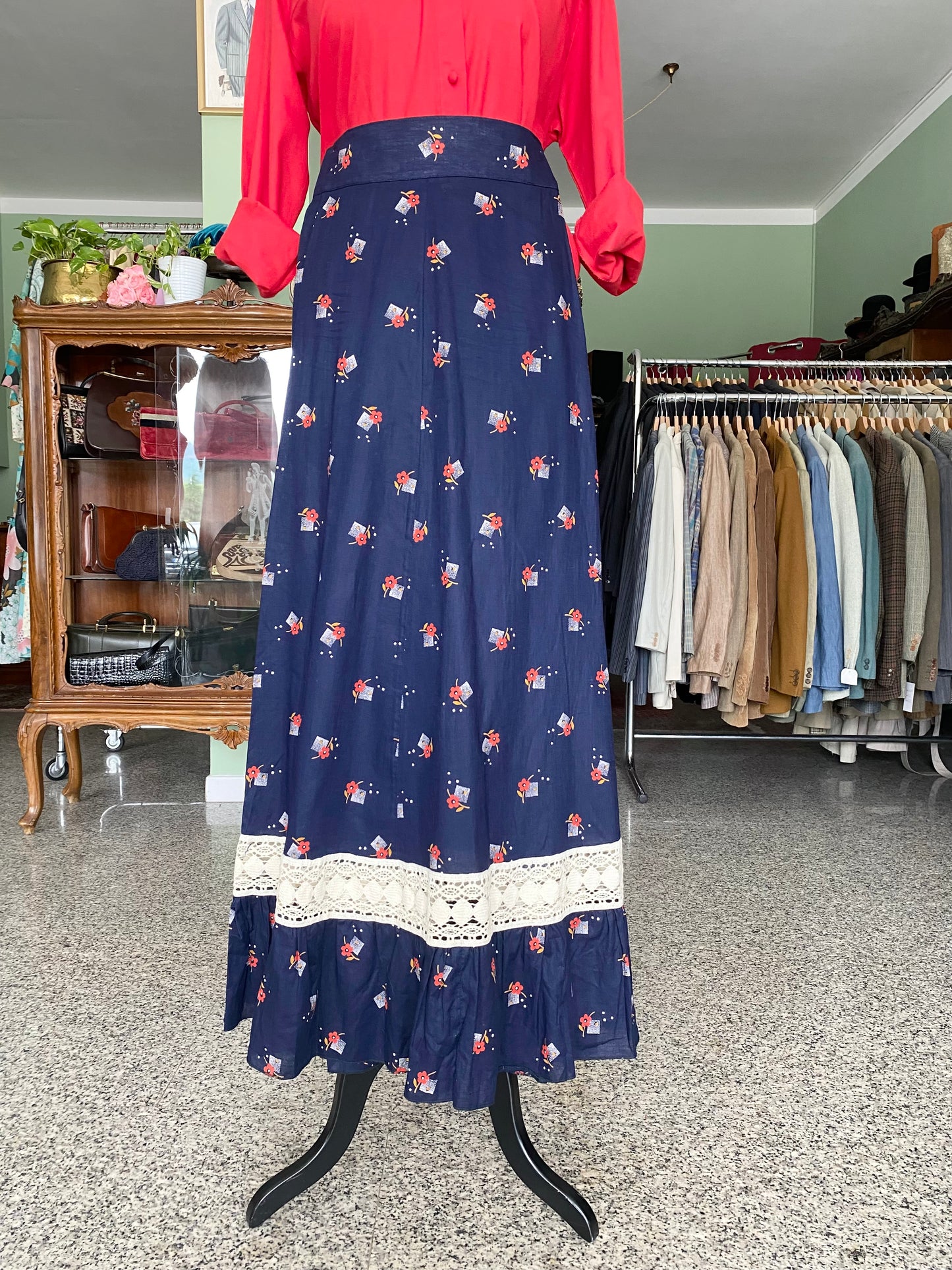 Maxi gonna in tela di cotone anni ‘70 - TG. 38