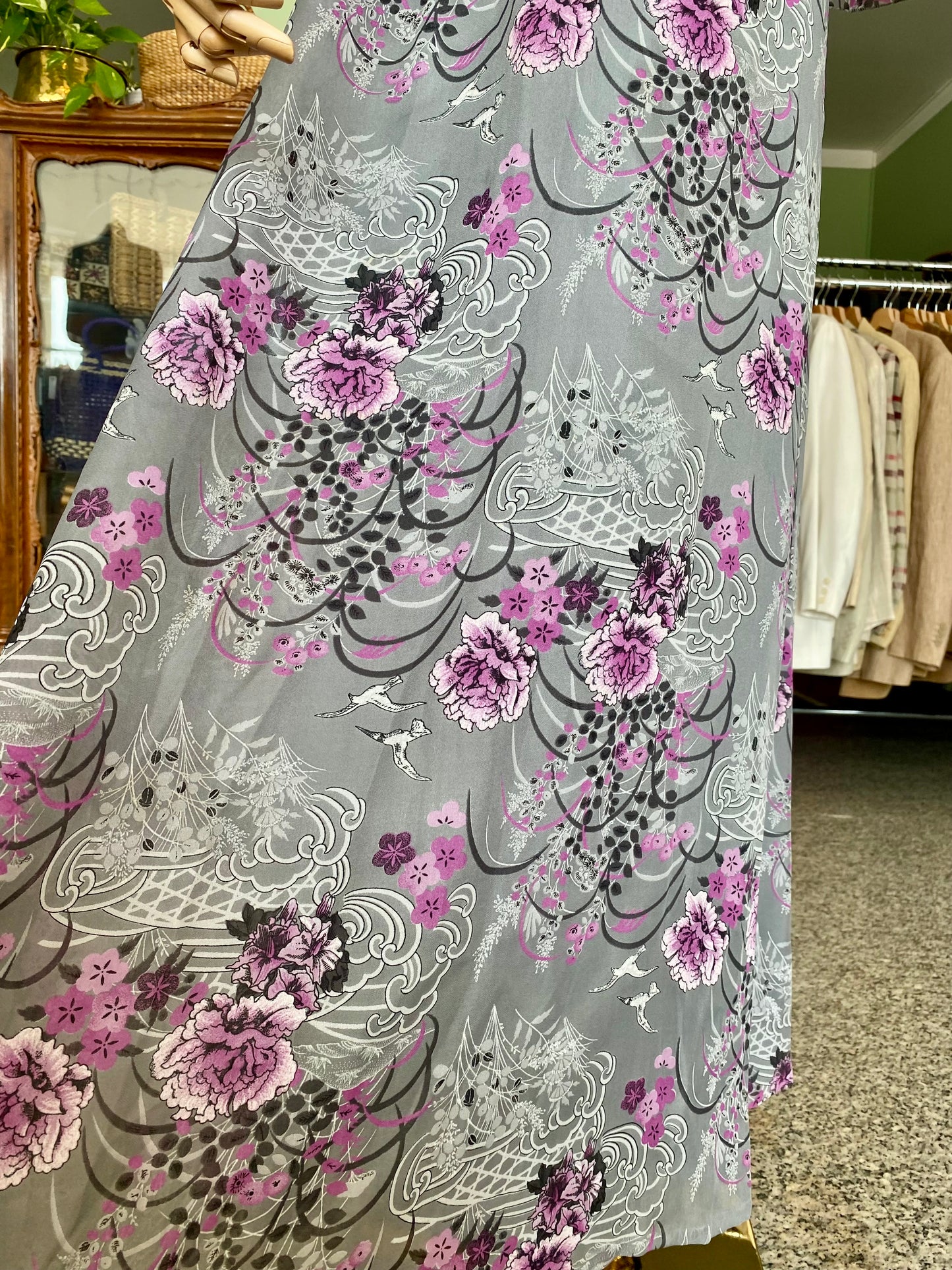 Maxi dress anni ‘70 lilla e grigio perla - TG. 44