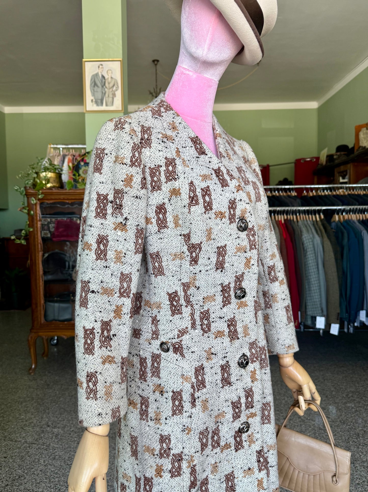 Cappotto anni ‘60 con fantasia geometrica - TG. 40/42