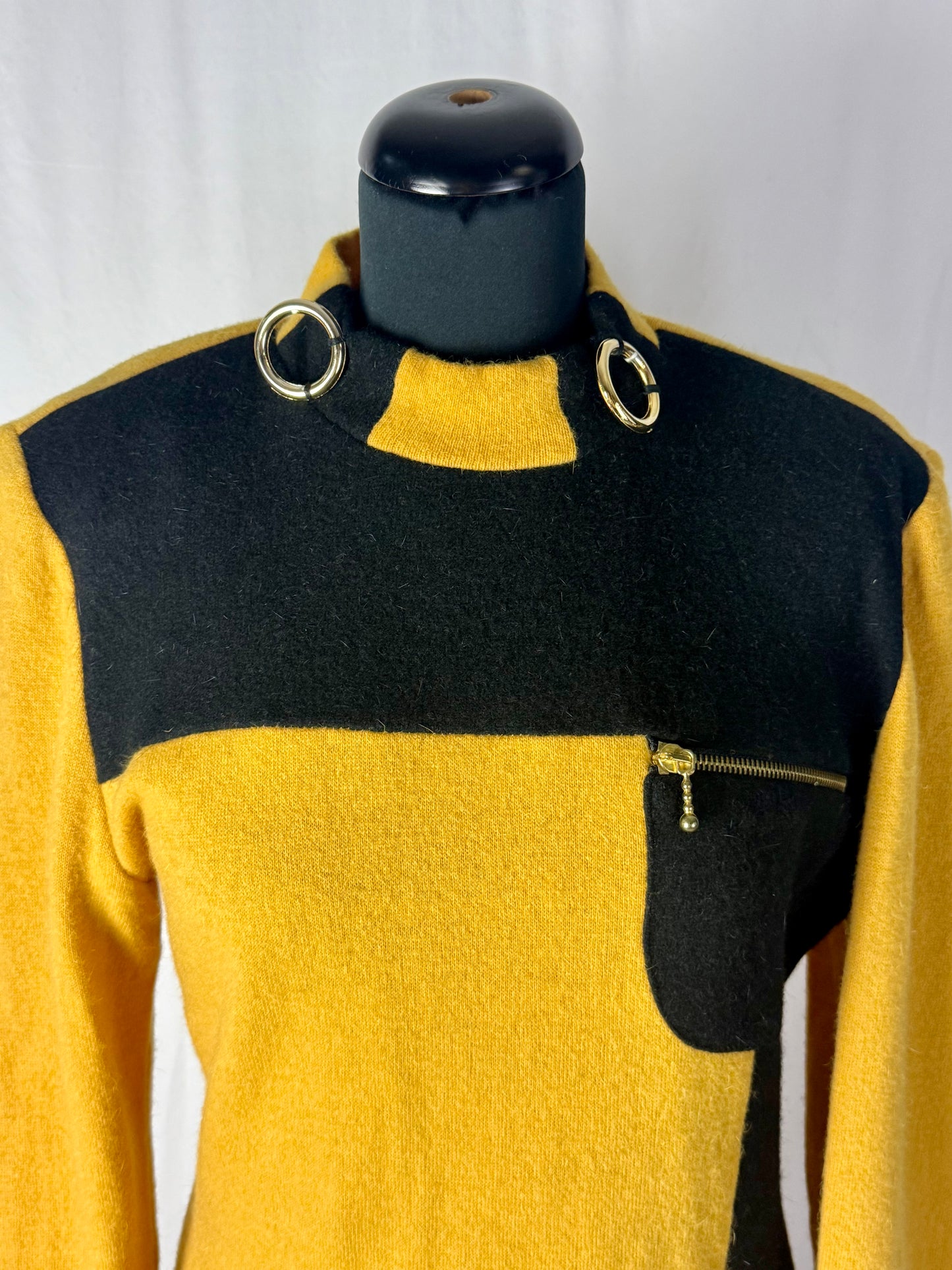 Abito color block in lana giallo e nero - TG. 44/46