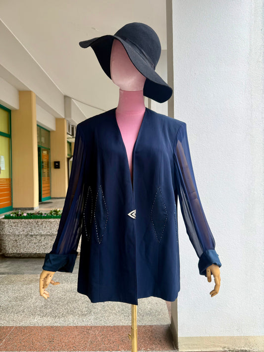 Giacca elegante blu in crepe - TG. 50/52