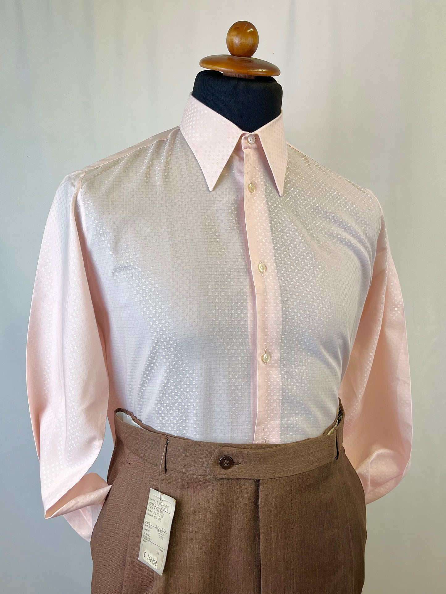 Camicia anni ‘70 rosa microfantasia tg. S-M
