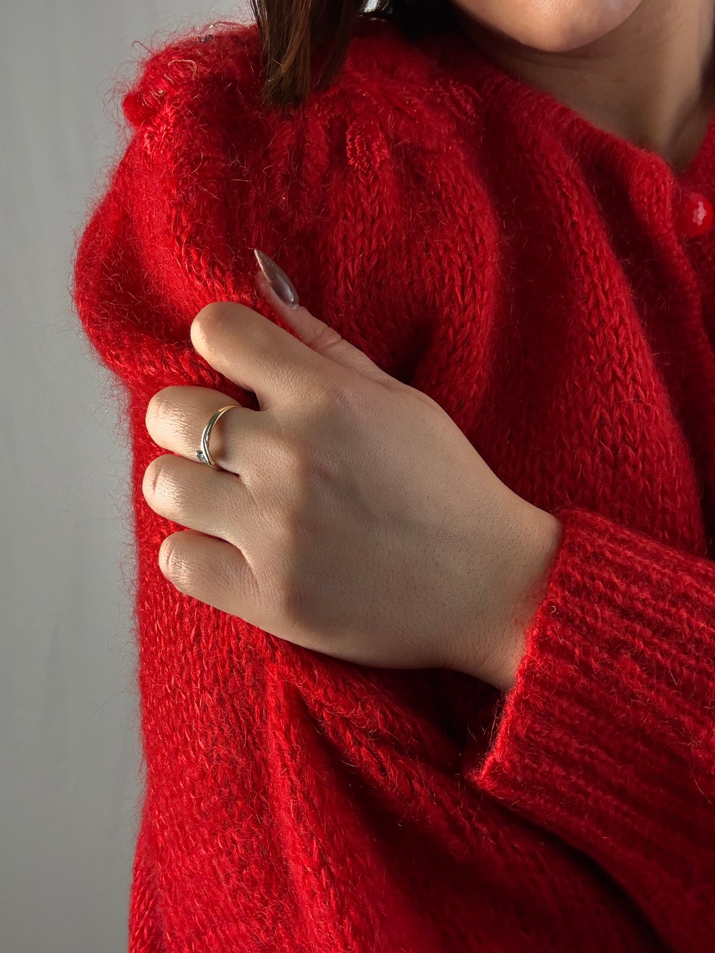 Cardigan rosso in lana mohair - TG. 46 - 50