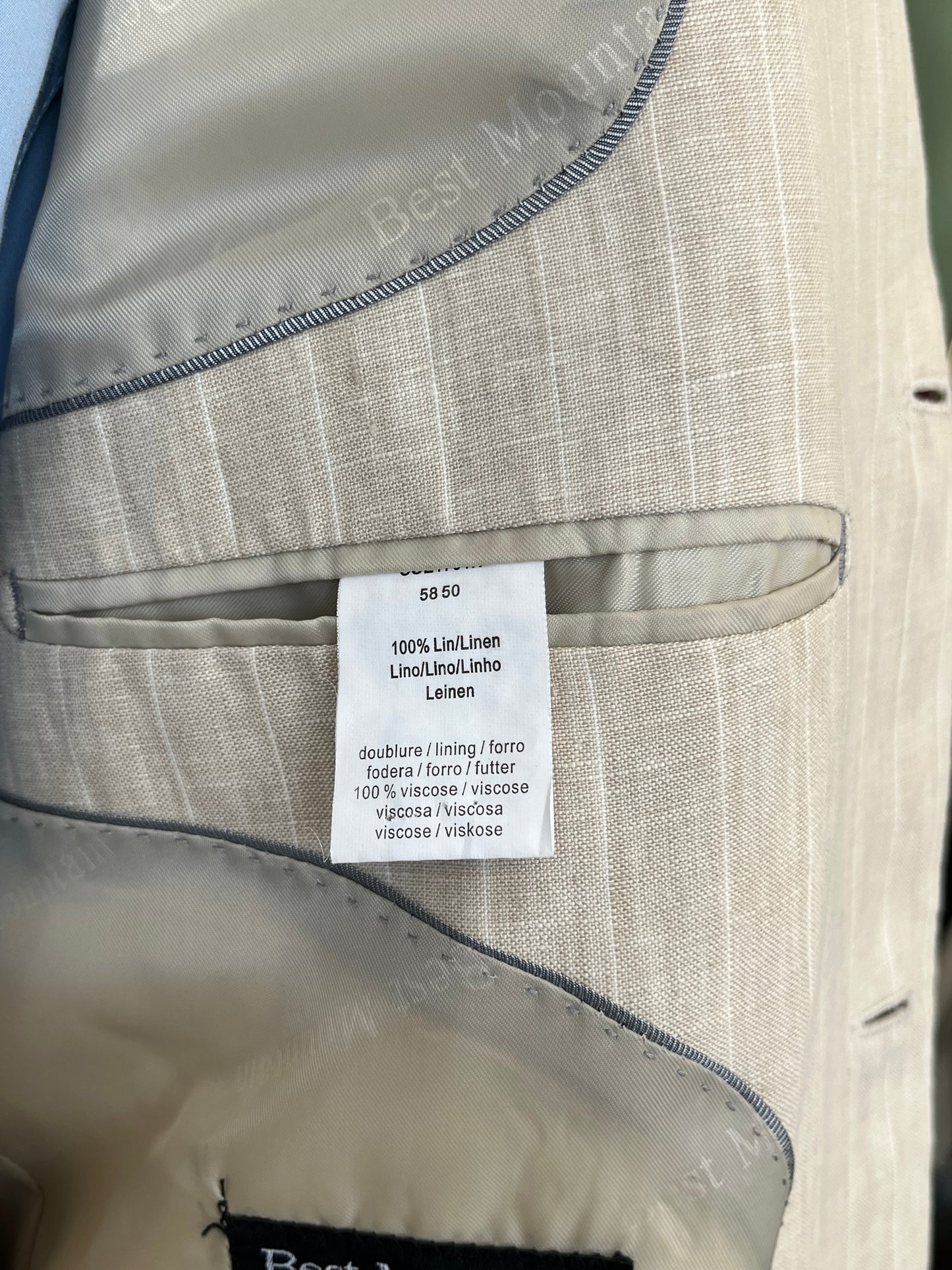 Completo in lino anni '90 tg. 58 extra lunga