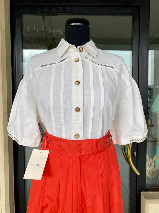 Camicia tirolese in lino misto cotone - TG. 48/50