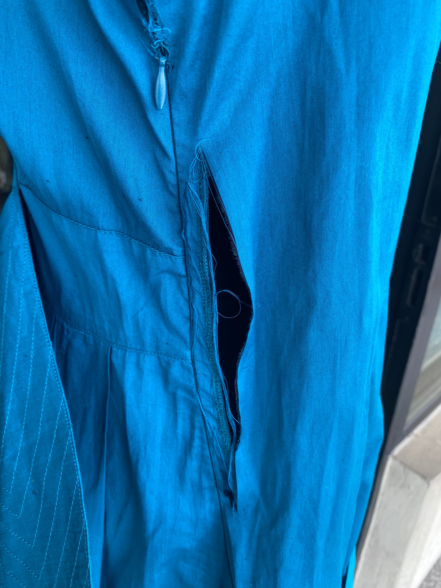 Abito in pura seta blu ottanio - TG. 42/44