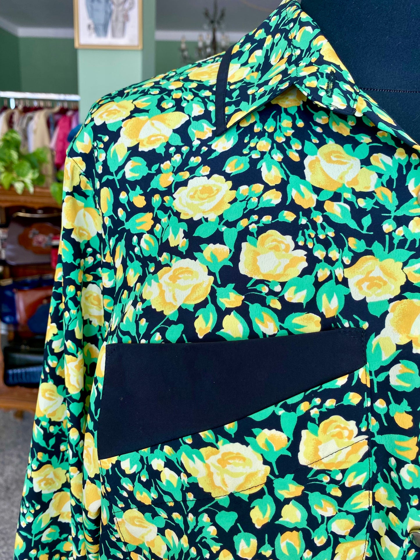 Abito in pura seta fiori gialli - TG. 46 circa