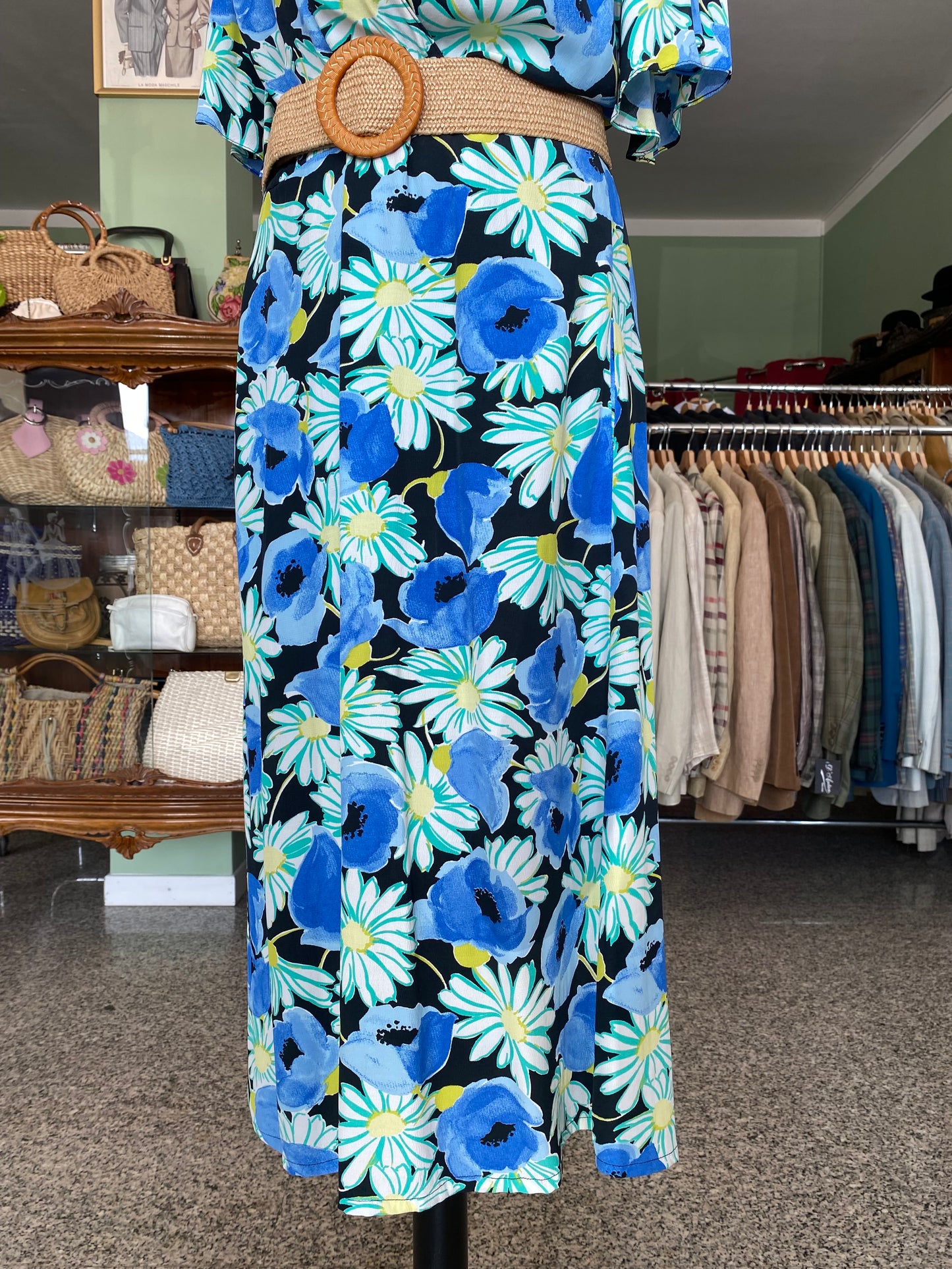 Abito con margherite in seta - TG. 48/50