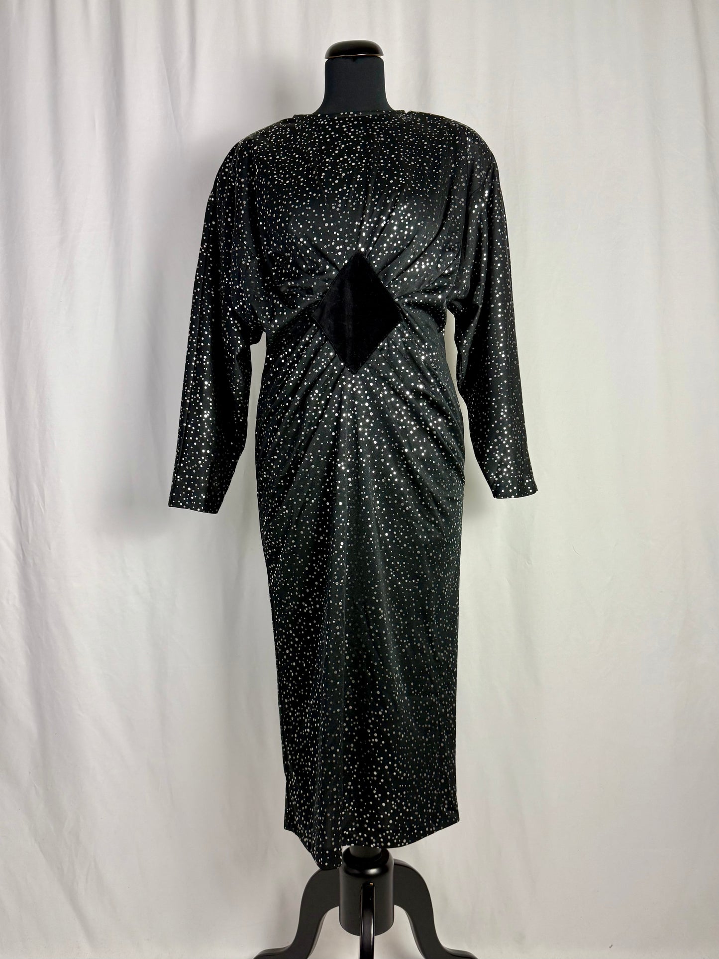 Abito anni ’80 da diva con pois argento scintillanti - TG. 40/42