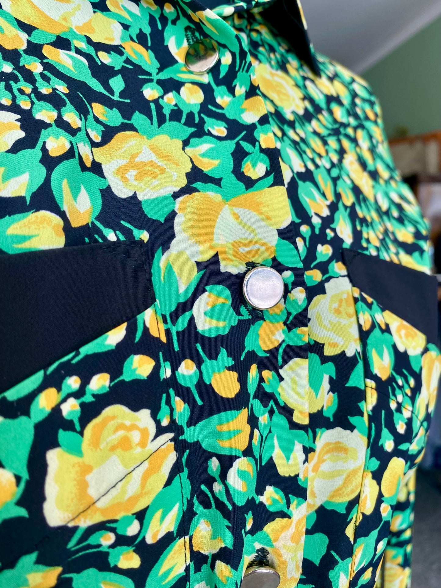 Abito in pura seta fiori gialli - TG. 46 circa