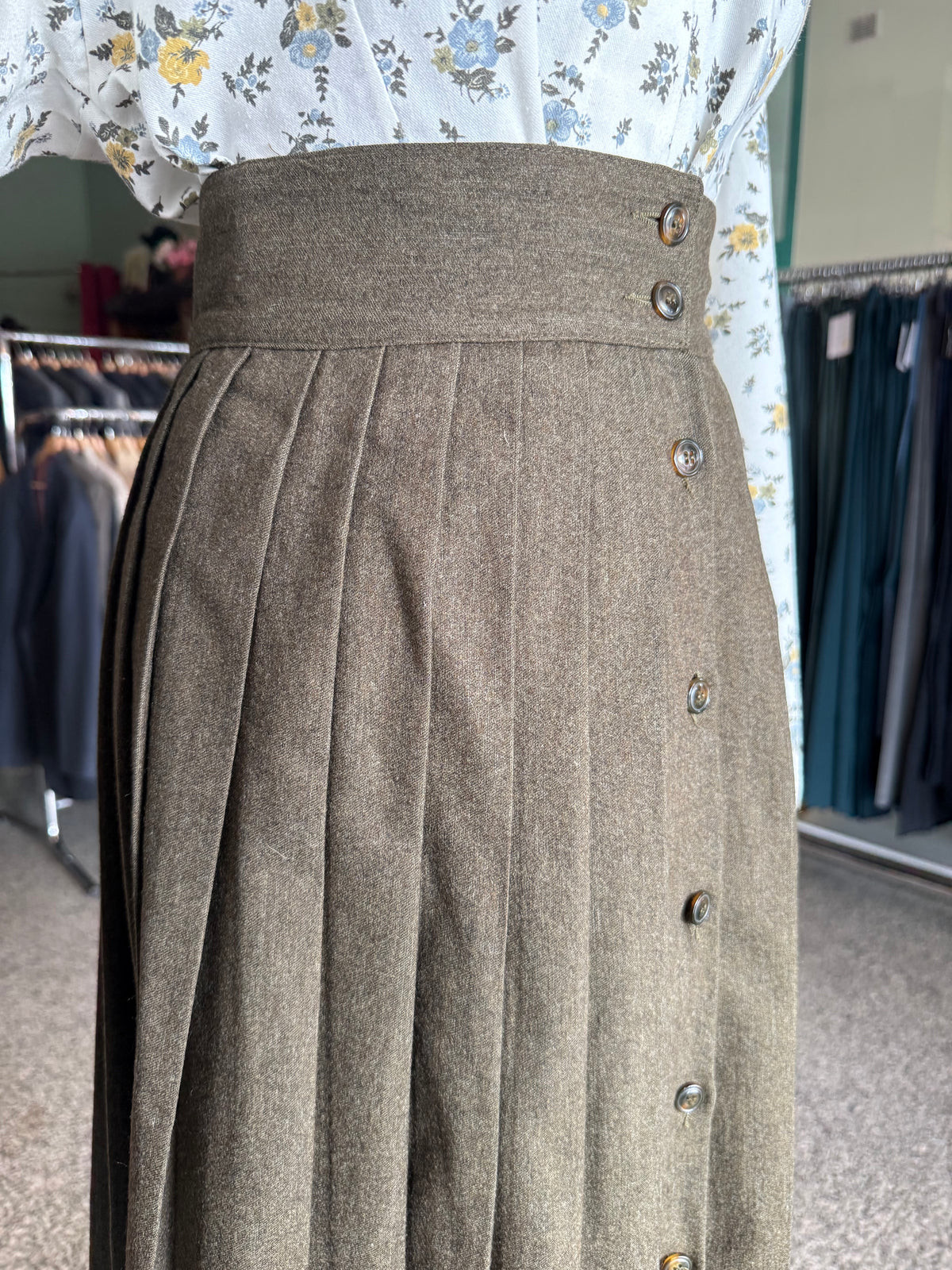 Gonna verde oliva lana e cashmere - TG. 38/40