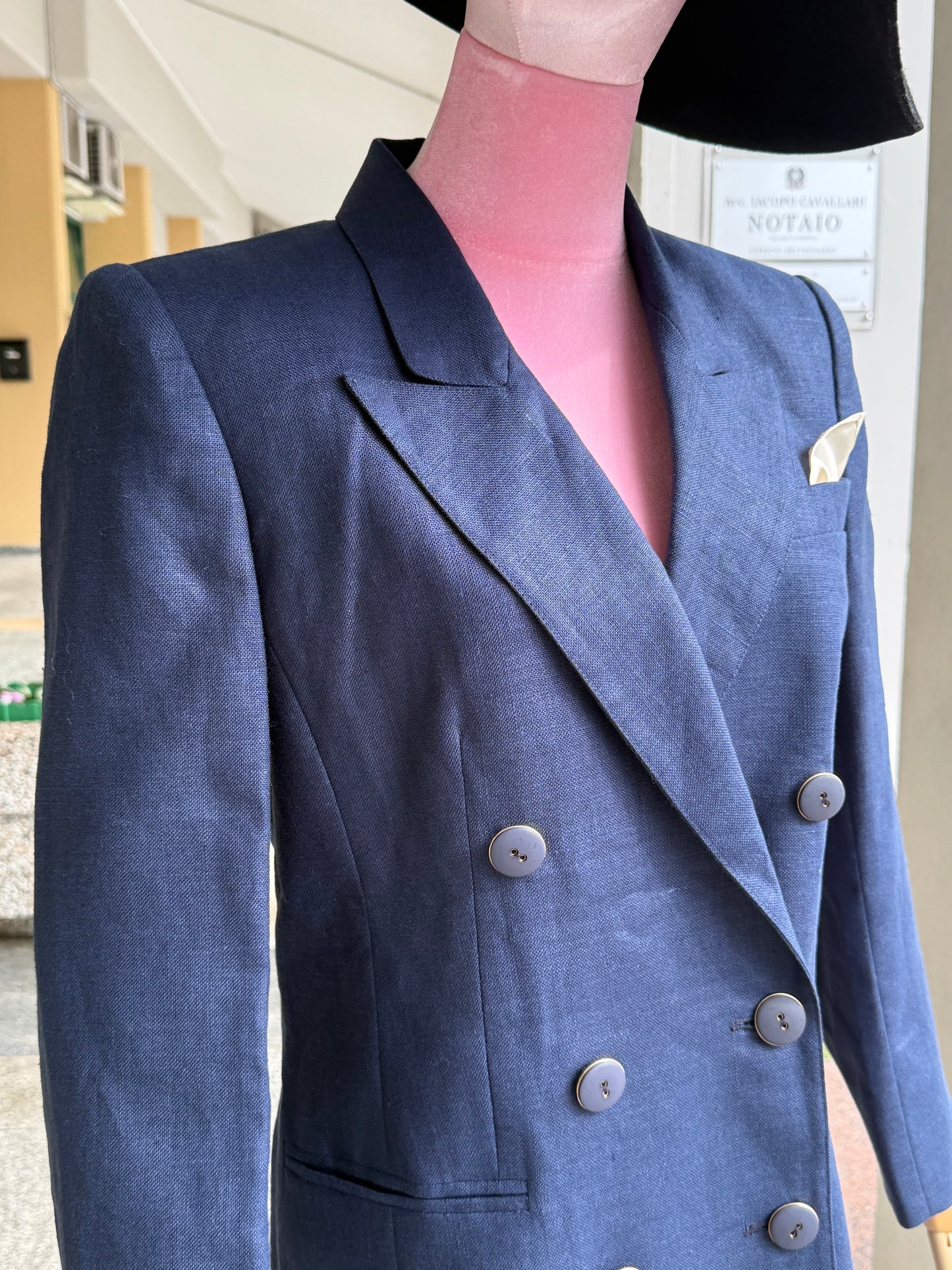 Blazer blu navy in lino - TG. 44