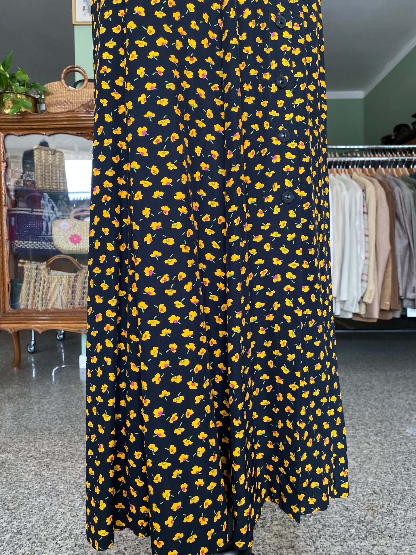 Abito estivo con micro fantasia floreale gialla - TG. 44