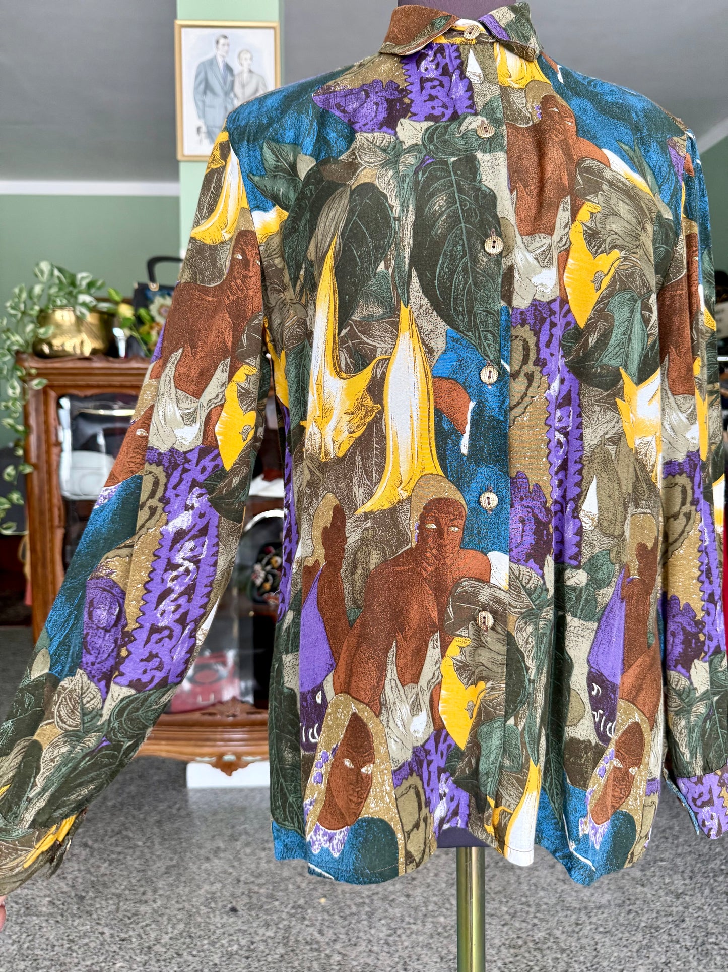 Camicia anni ‘80 con volti stilizzati - TG. 44/46