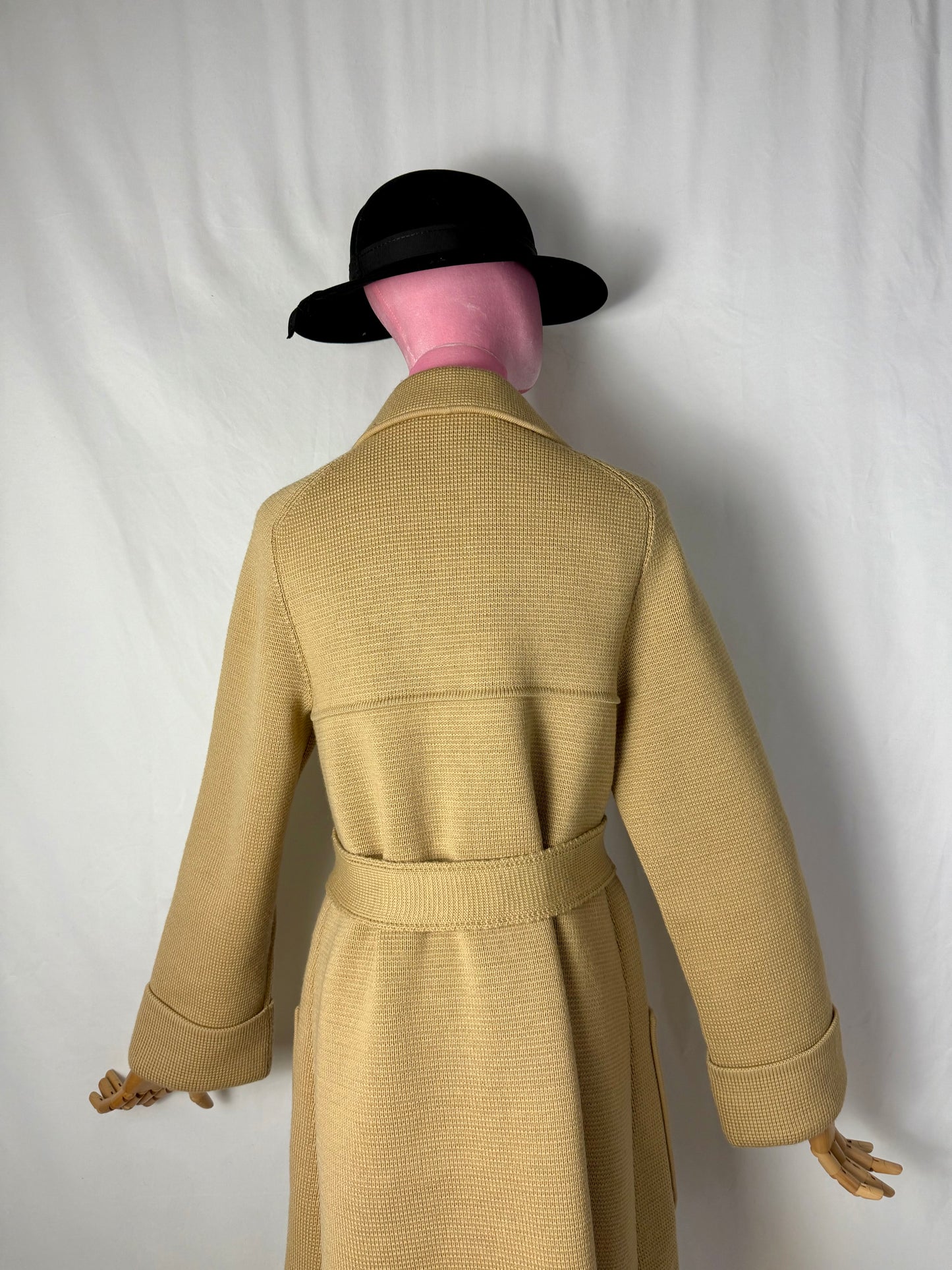 Cappotto in maglia di pura lana con cintura - TG. 42