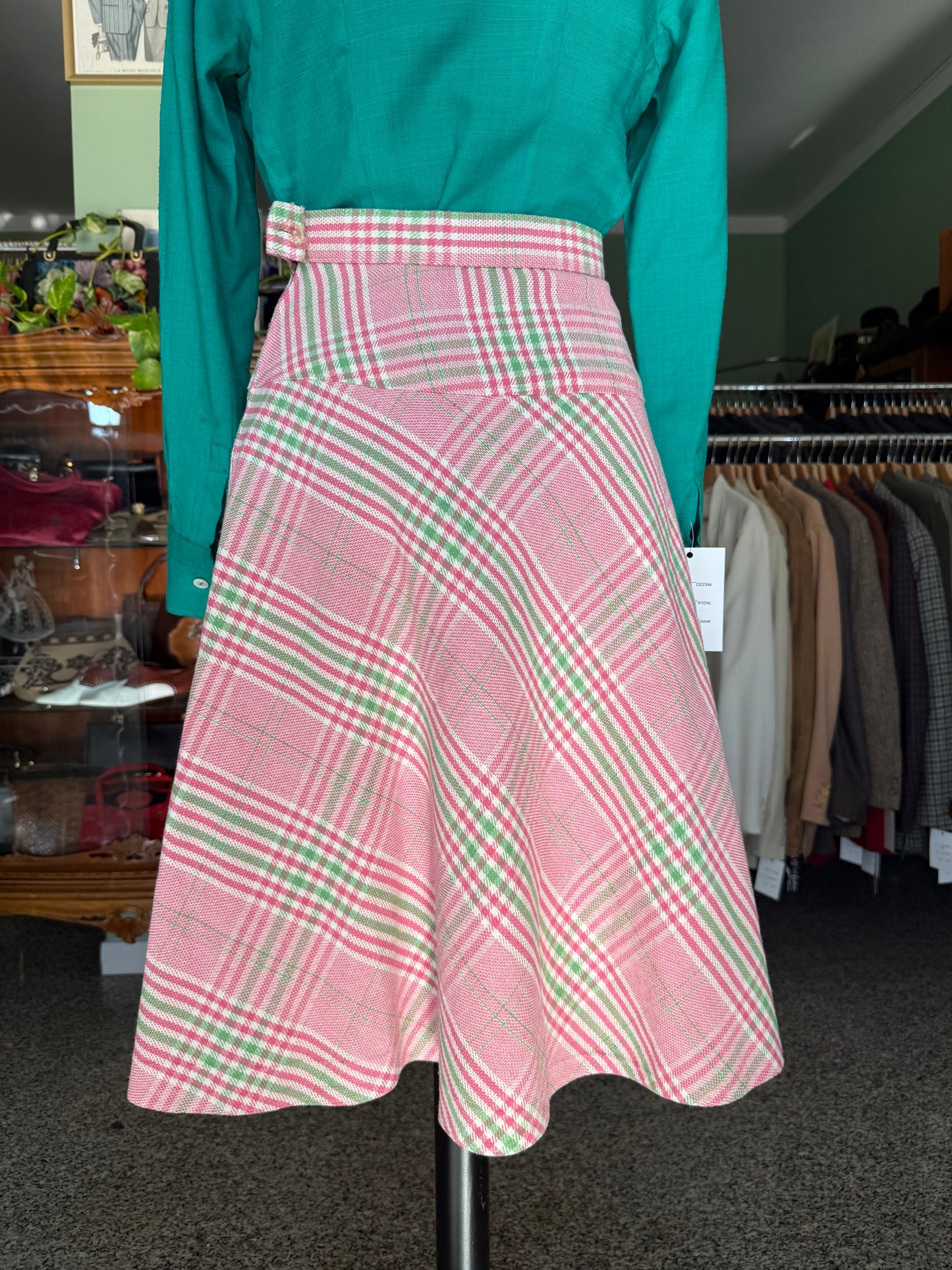 Gonna scozzese rosa e verde anni ‘70 - TG. 40