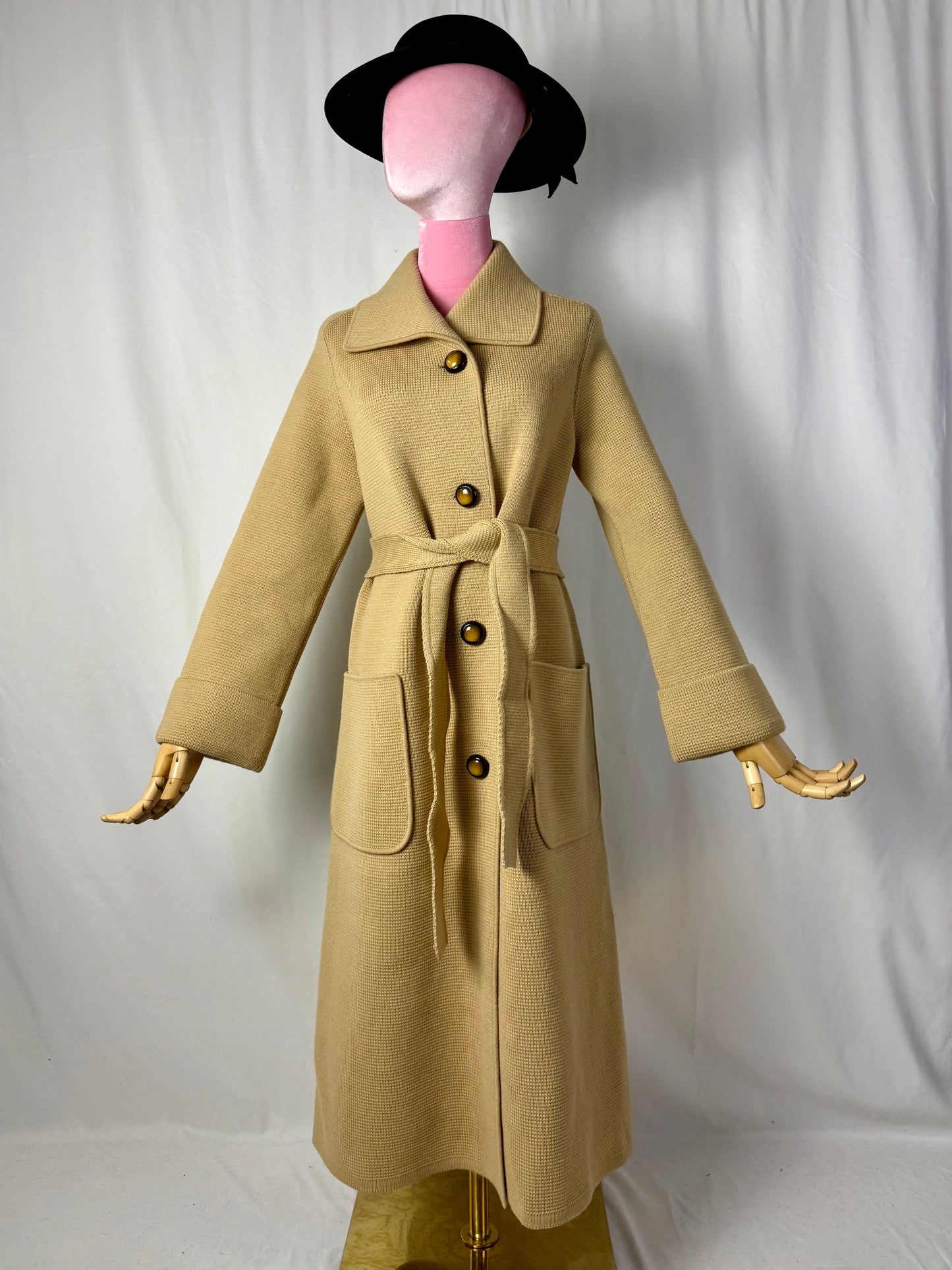 Cappotto in maglia di pura lana con cintura - TG. 42