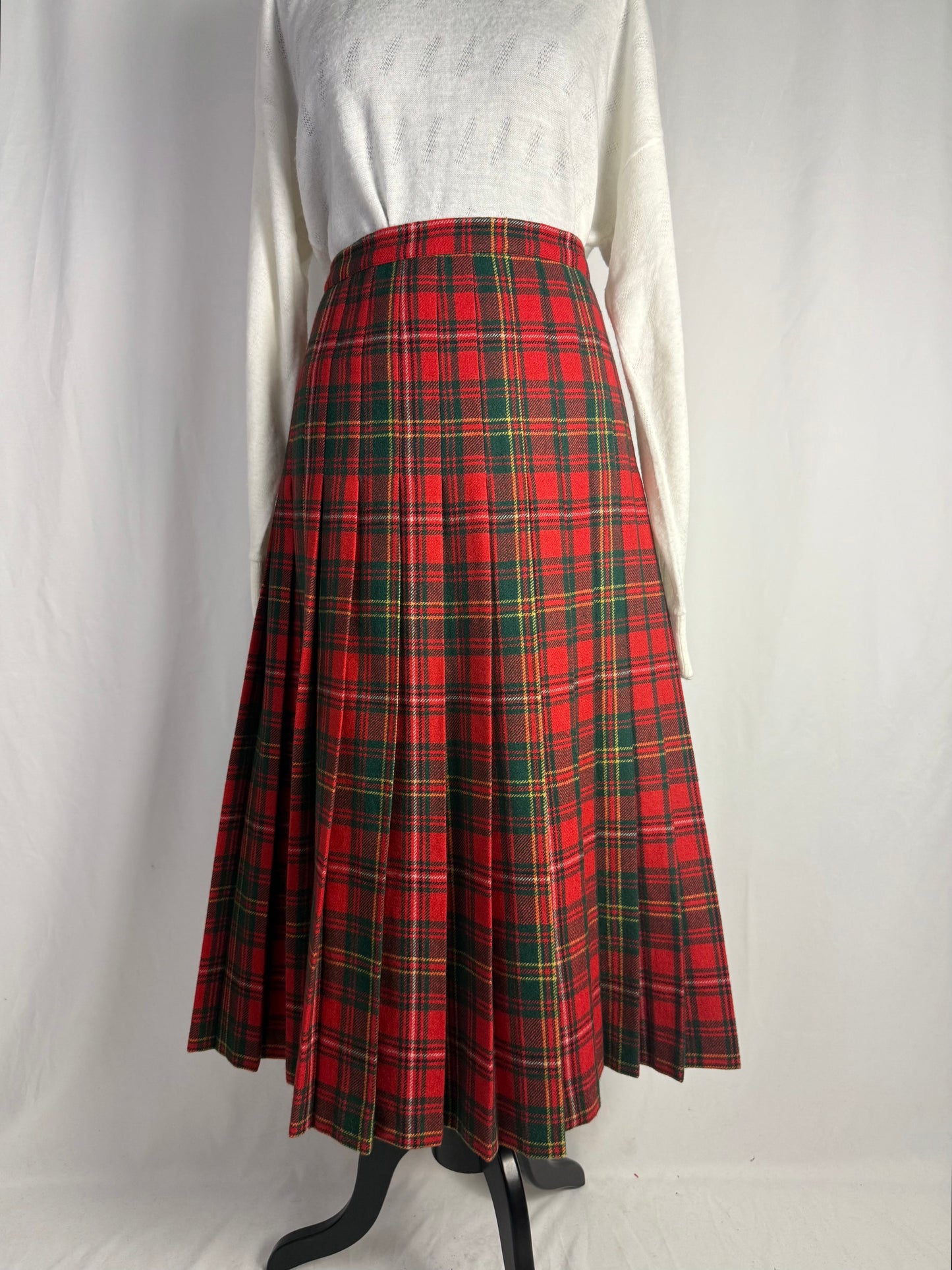 Gonna tartan rosso in pura lana - TG. 40